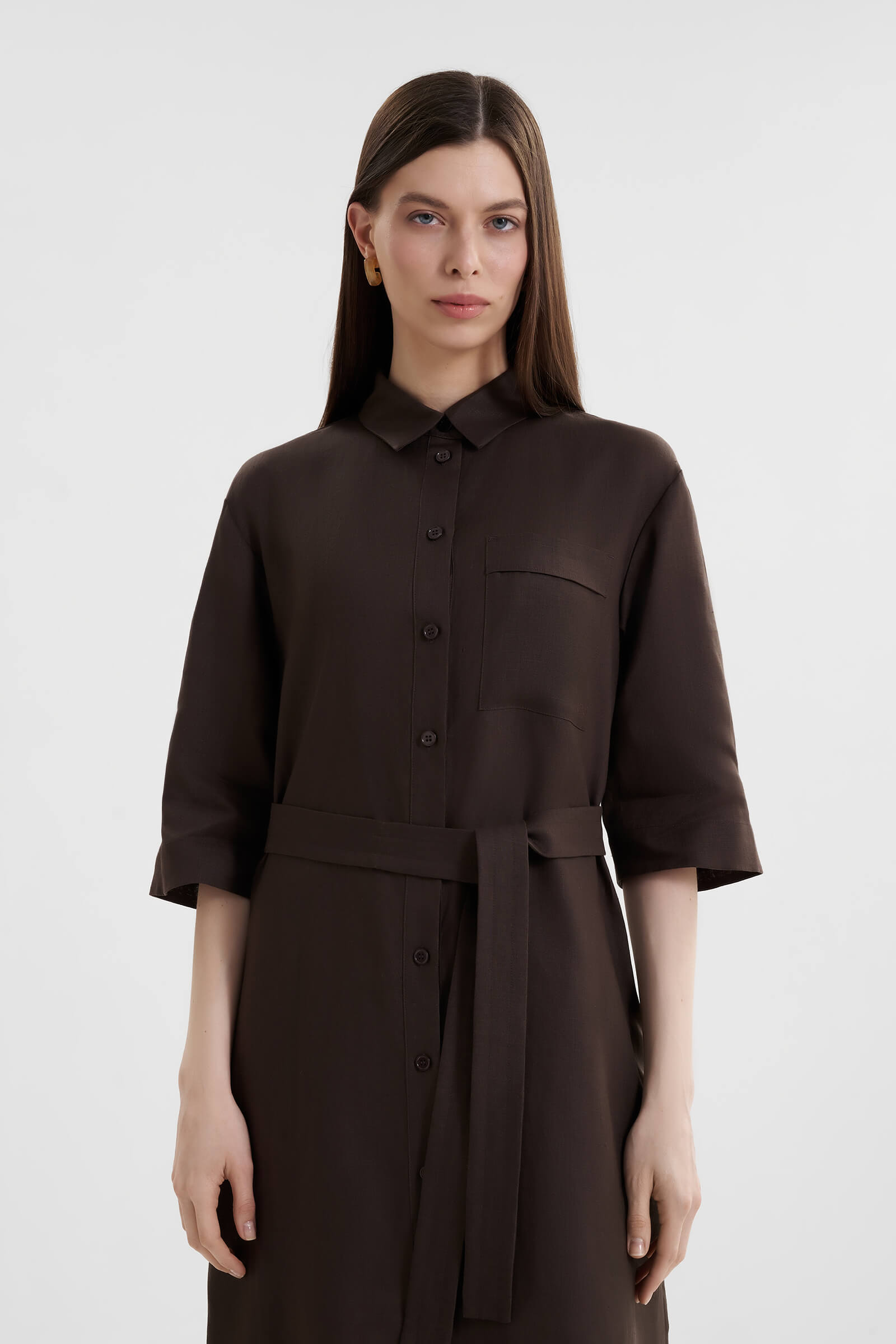 Платье-рубашка из 100% льна Бренд MM