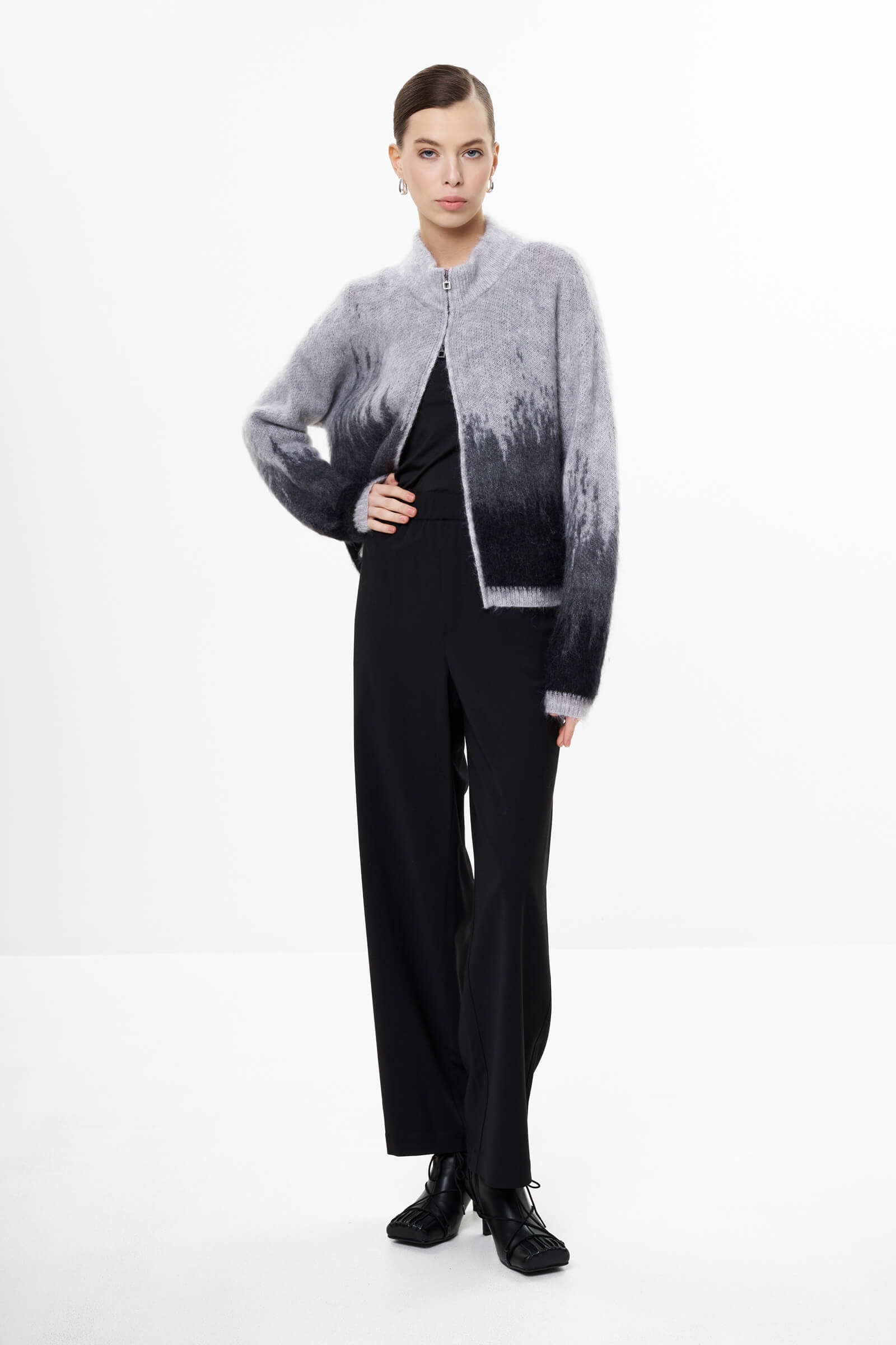 Кардиган на молнии из мохера и шерсти Бренд Sarah Pacini