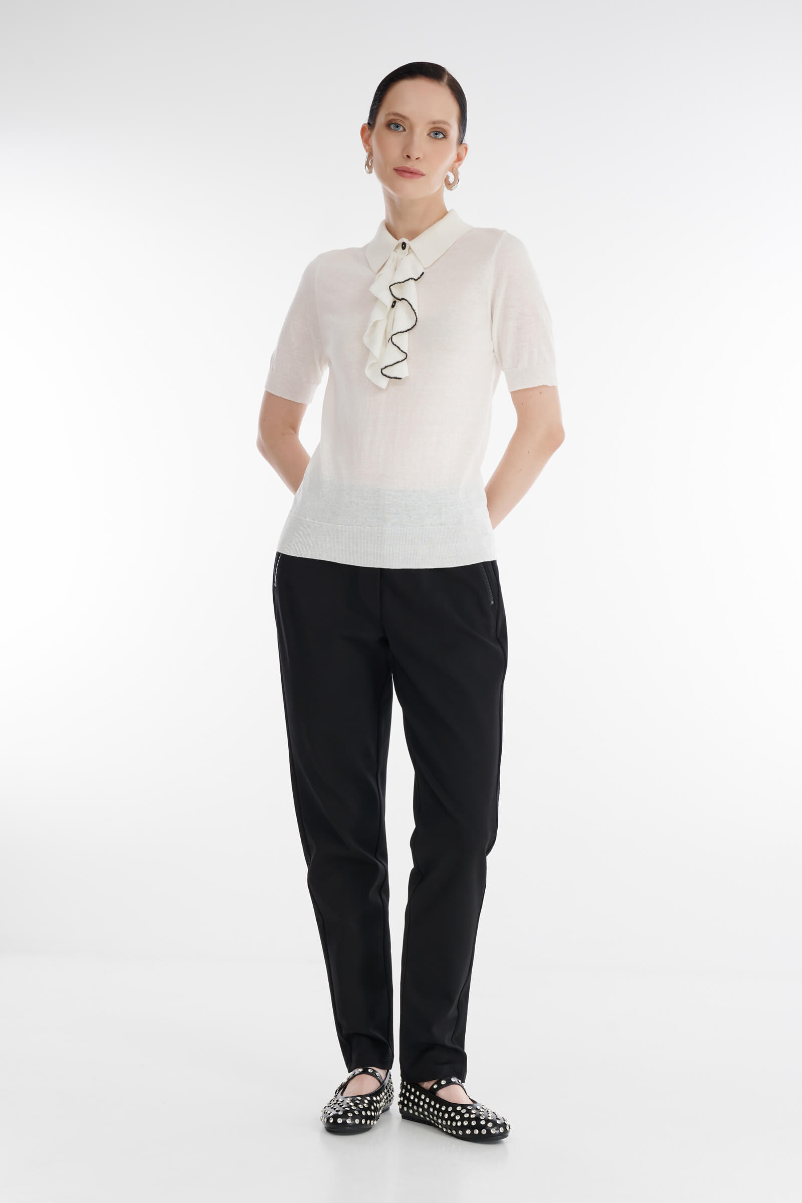 Джемпер-поло с драпировками Бренд Sarah Pacini