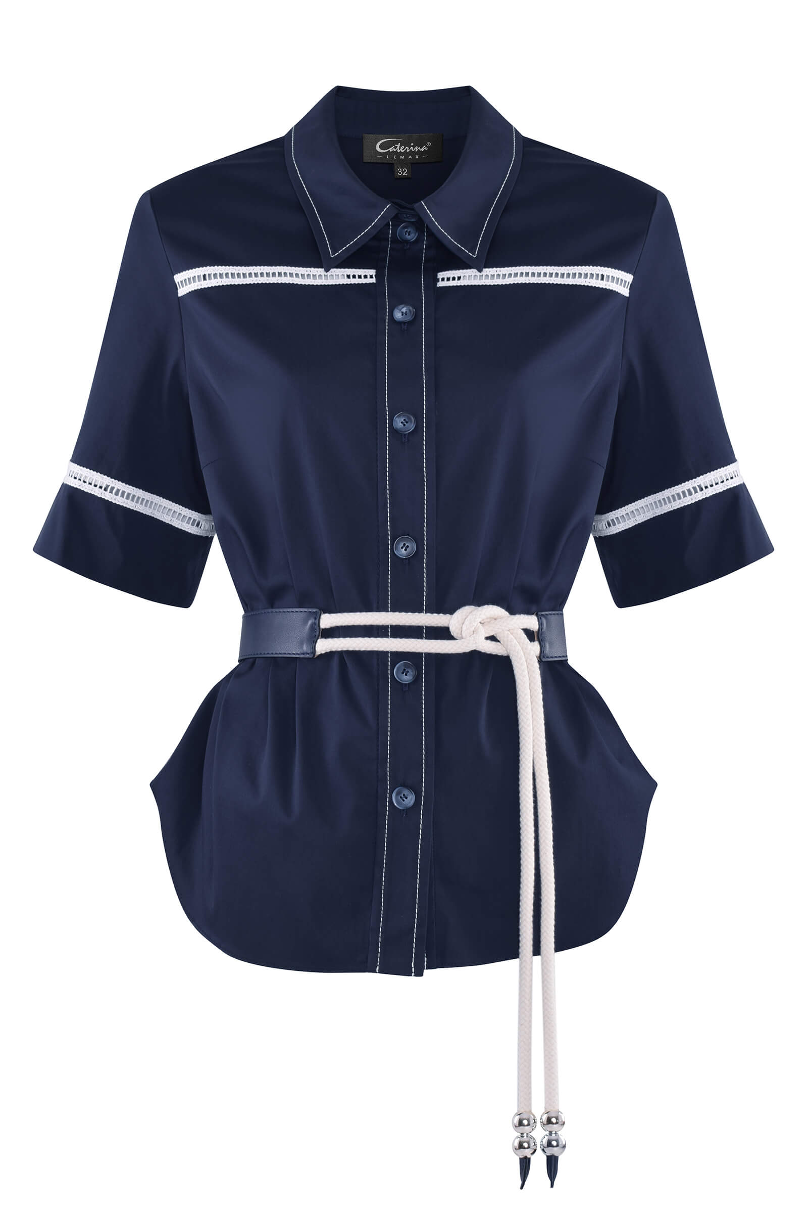 Рубашка в морском стиле с поясом Бренд Caterina Leman