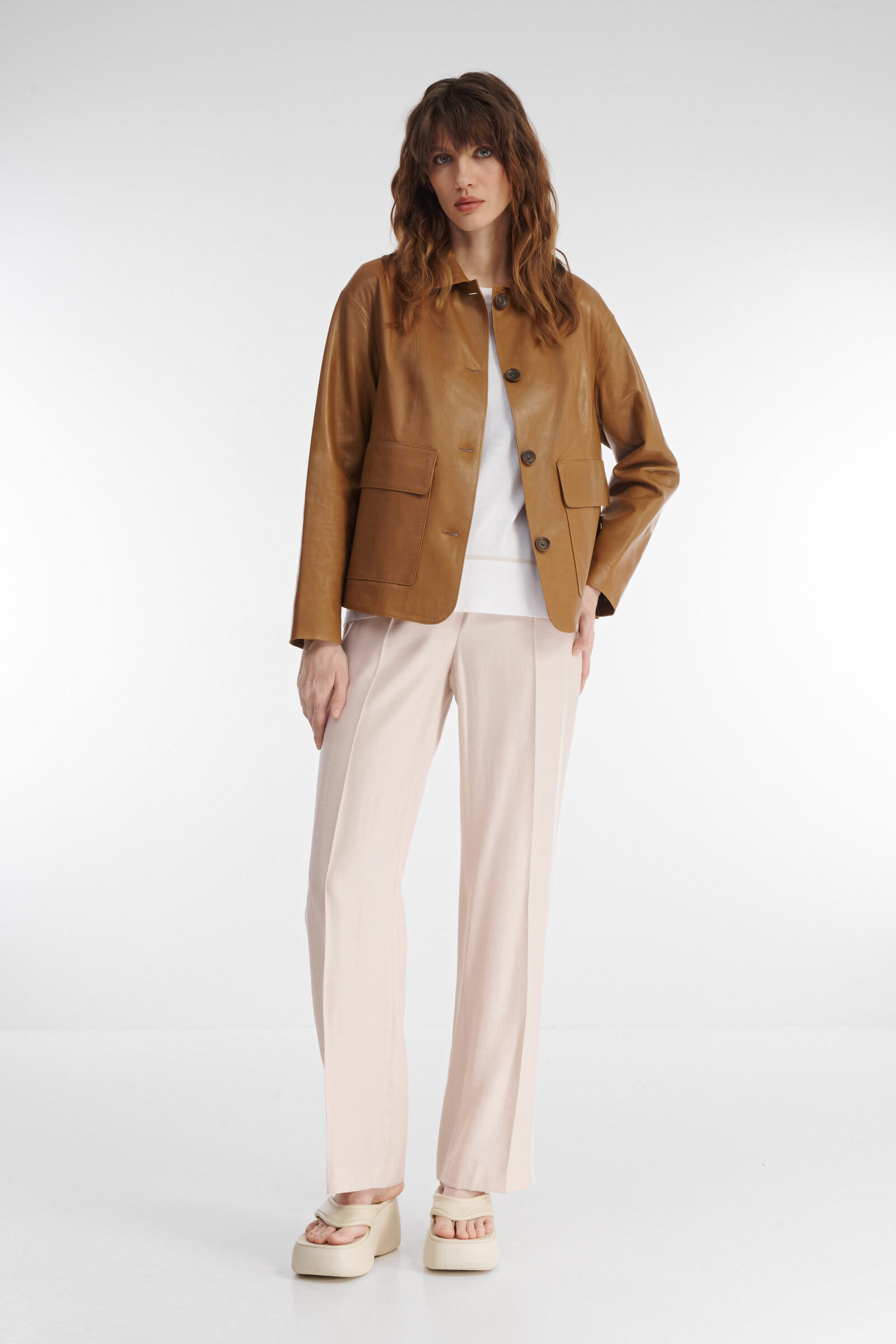 Укороченная куртка из натуральной кожи Бренд Caterina Leman