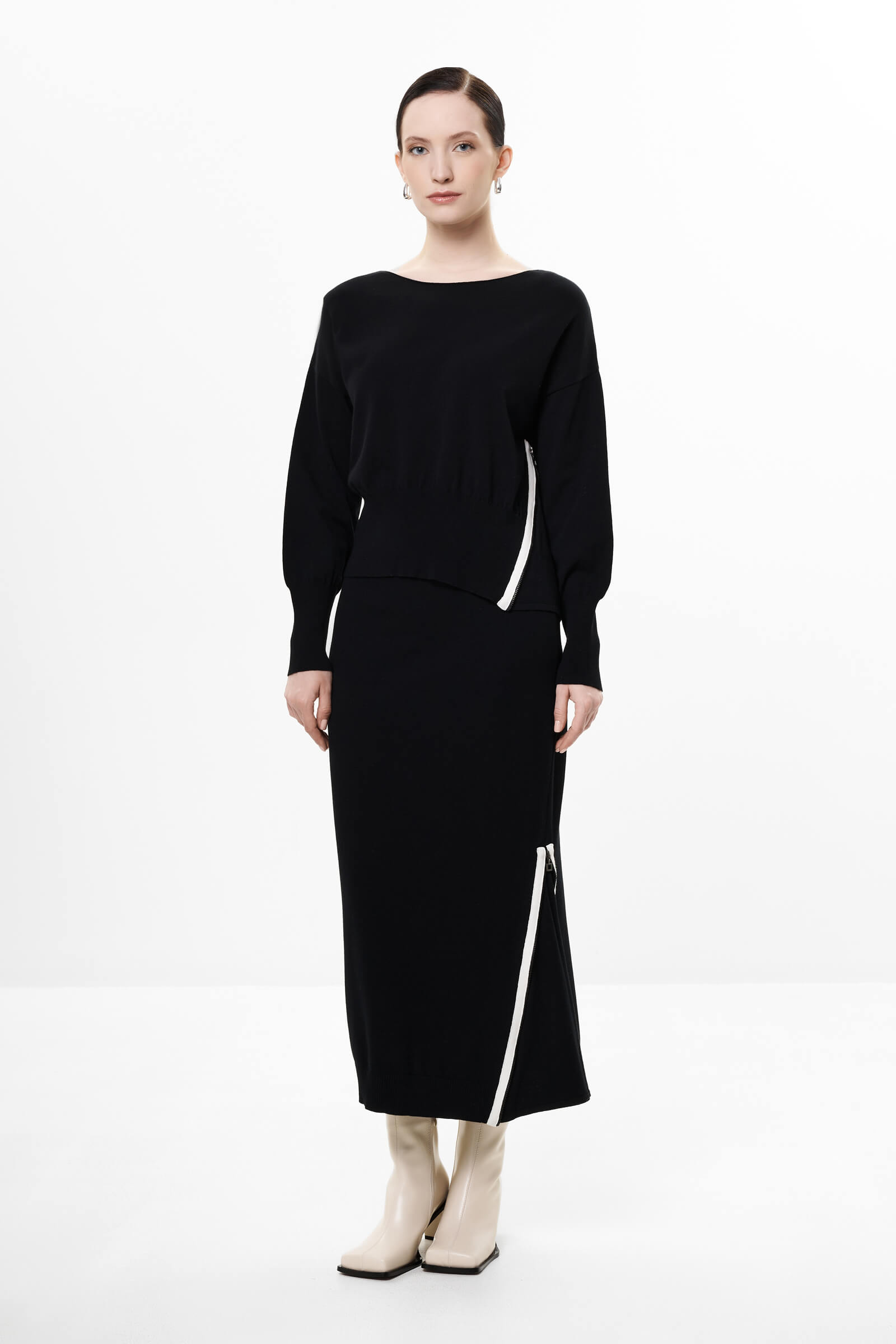 Джемпер из шелковистой вискозы с молнией сбоку Бренд Sarah Pacini