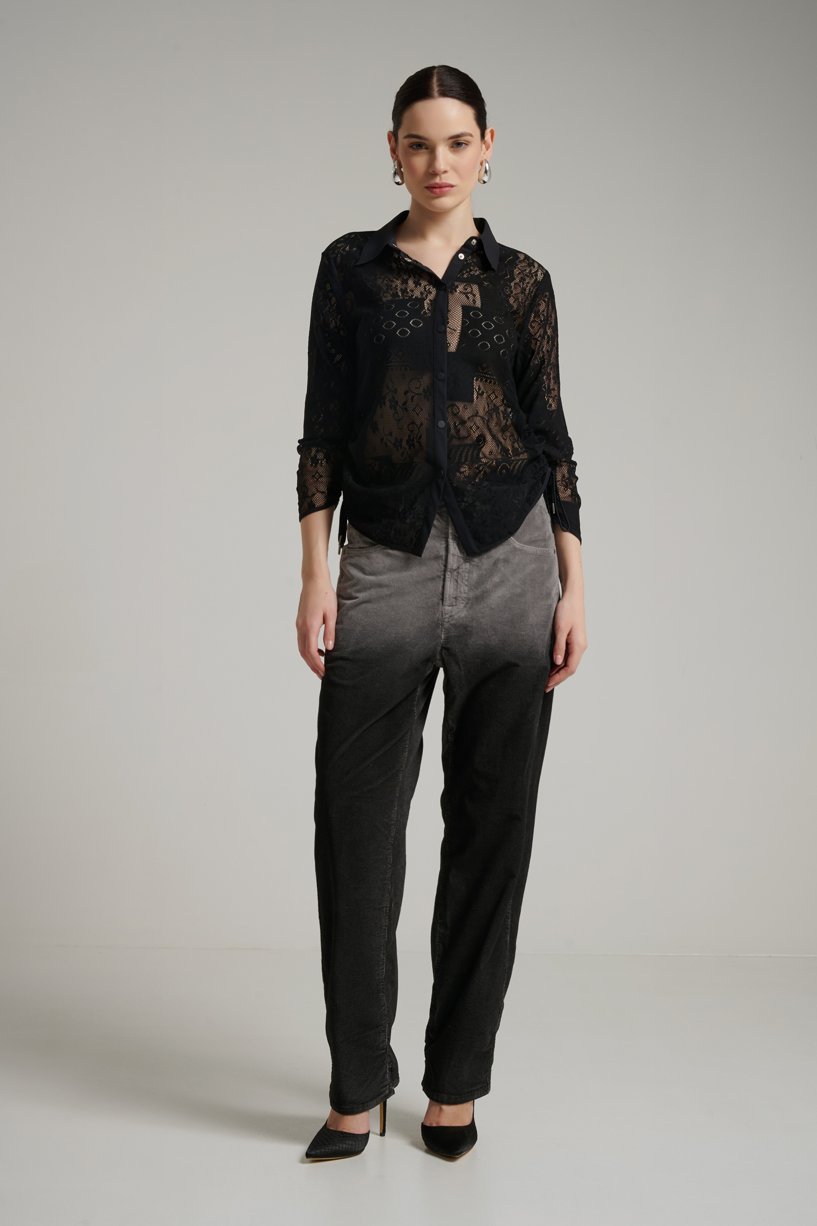 Брюки из микровельвета с градиентом Бренд High