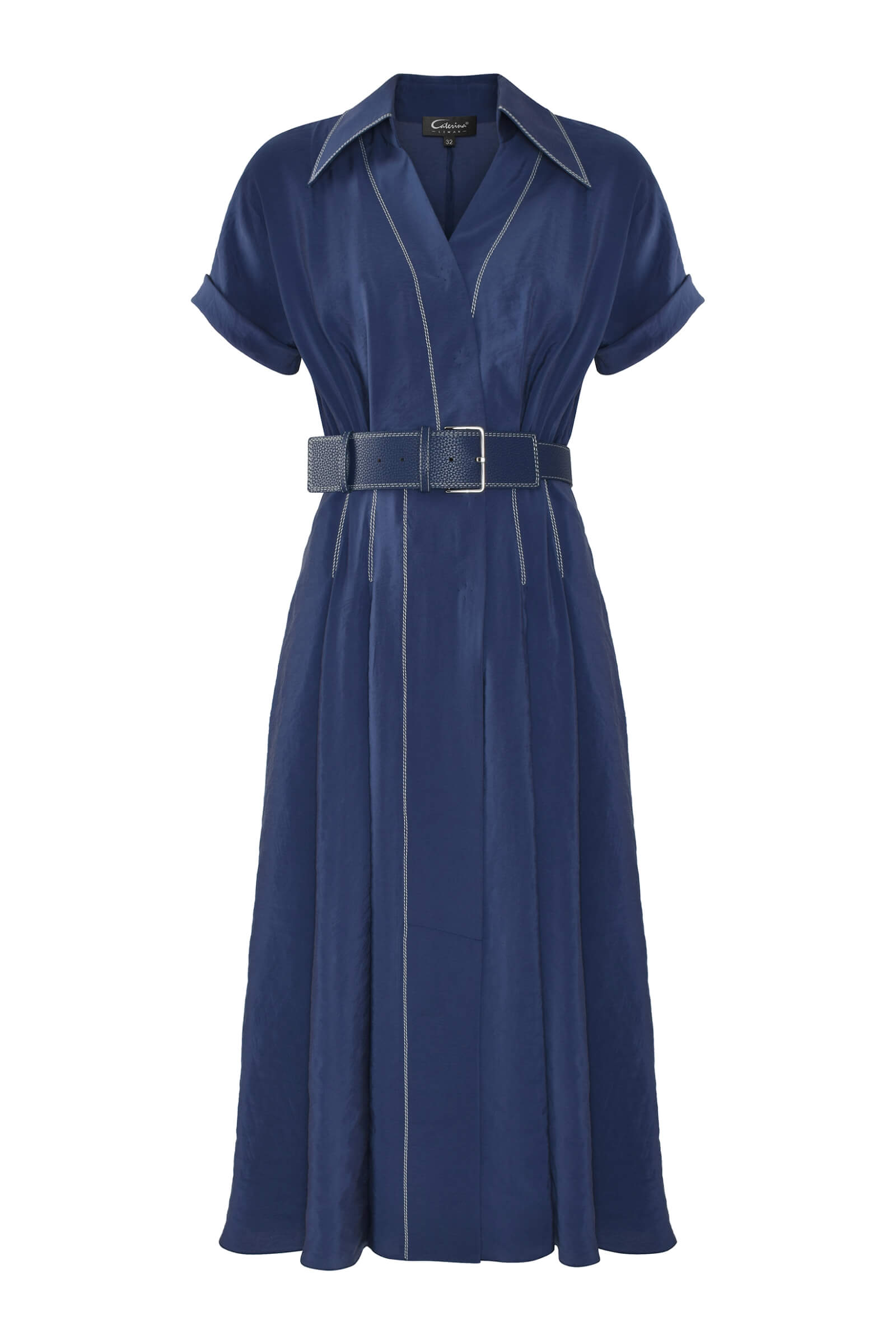 Платье с контрастной строчкой и поясом Бренд Caterina Leman
