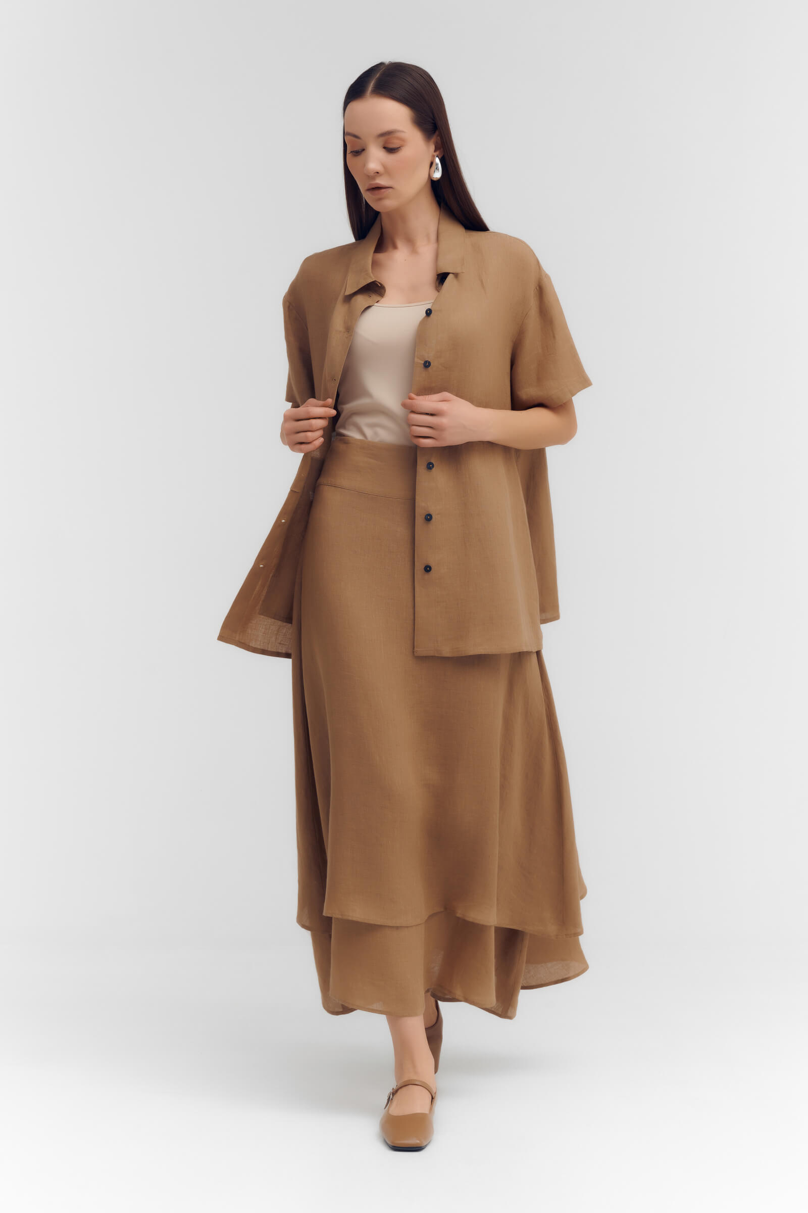 Ассиметричная юбка из льна Бренд Sarah Pacini