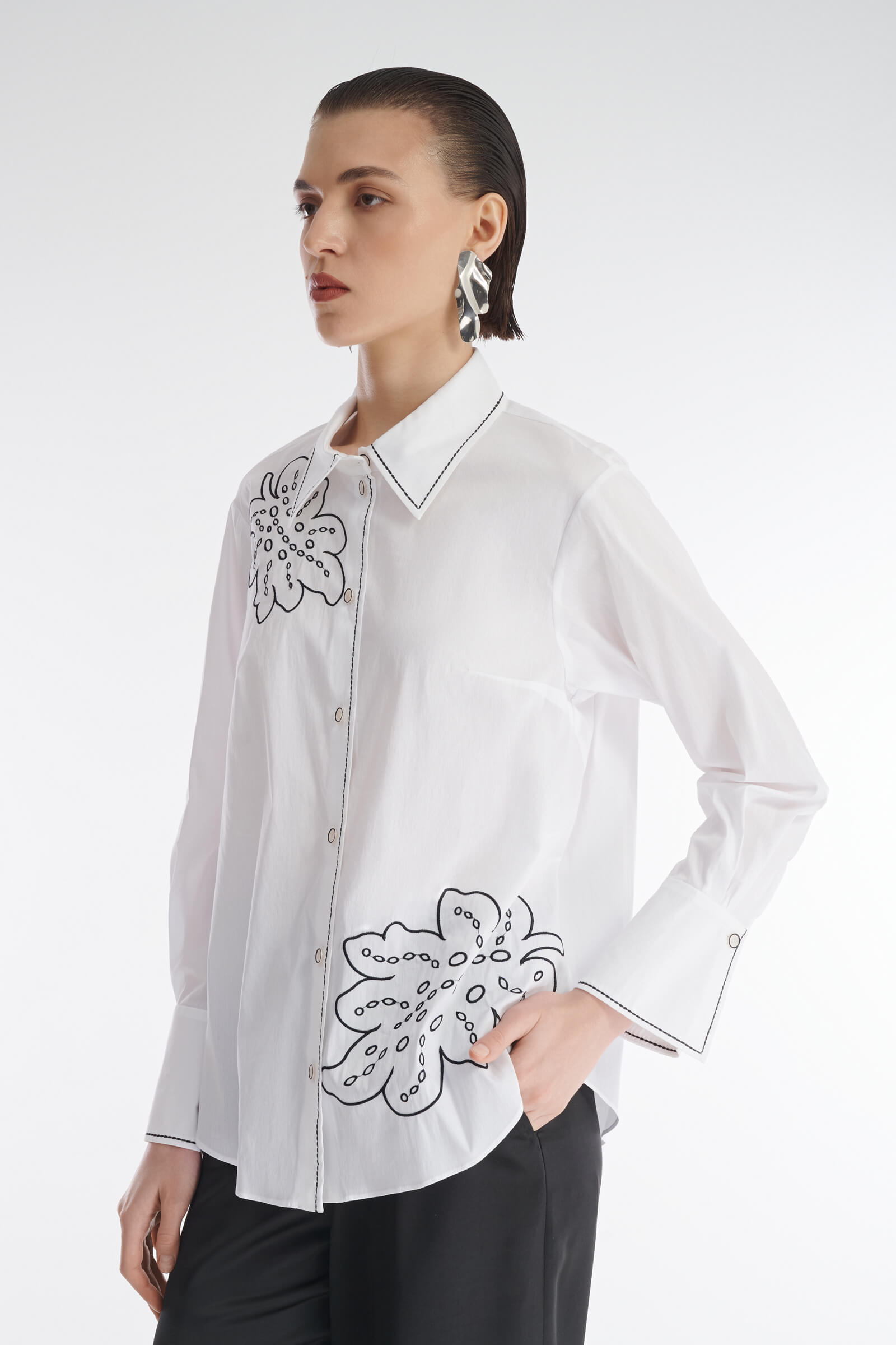 Рубашка с флористичной вышивкой Бренд Caterina Leman