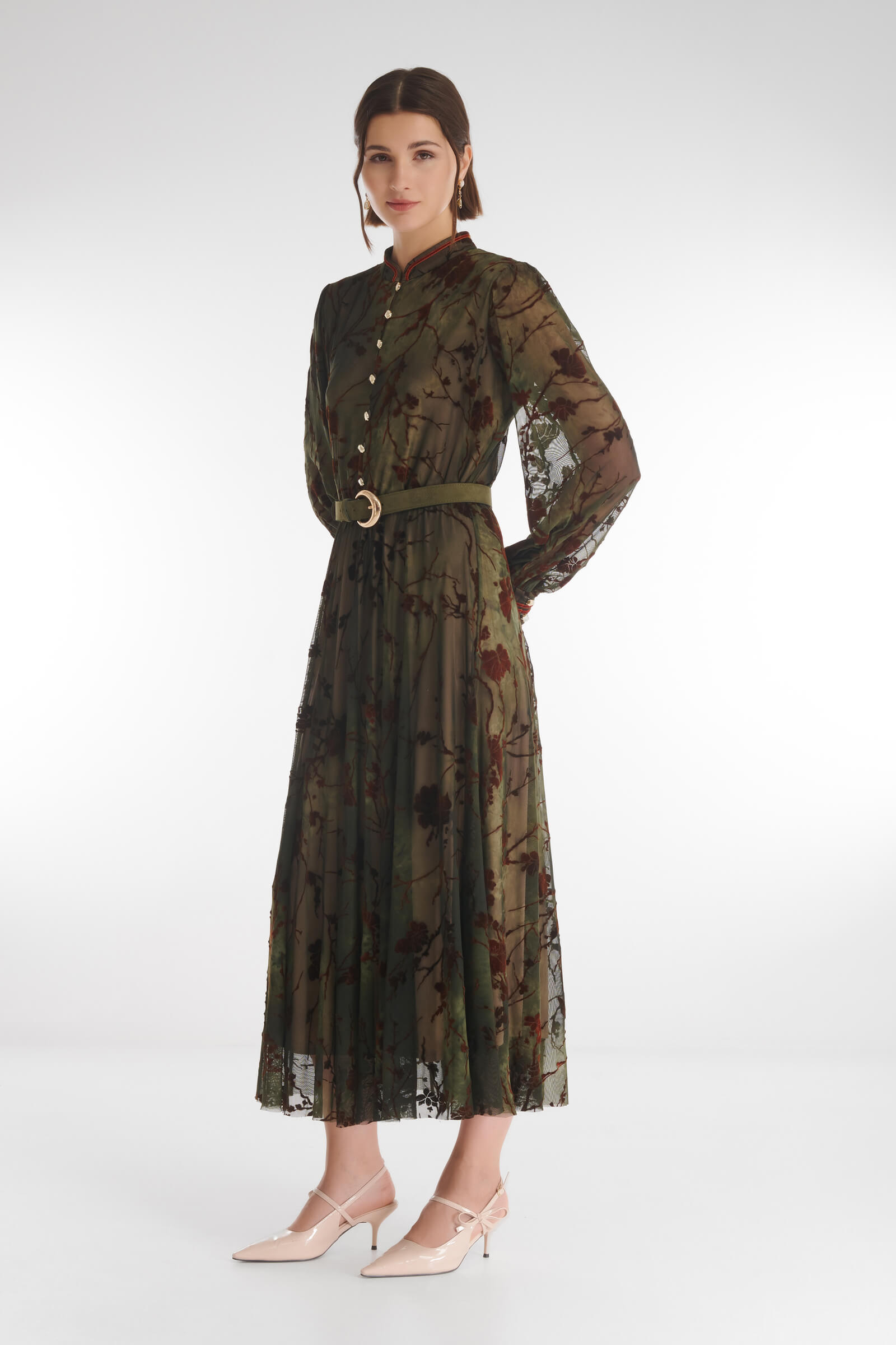 Платье-рубашка с бархатным цветочным узором Бренд Caterina Leman