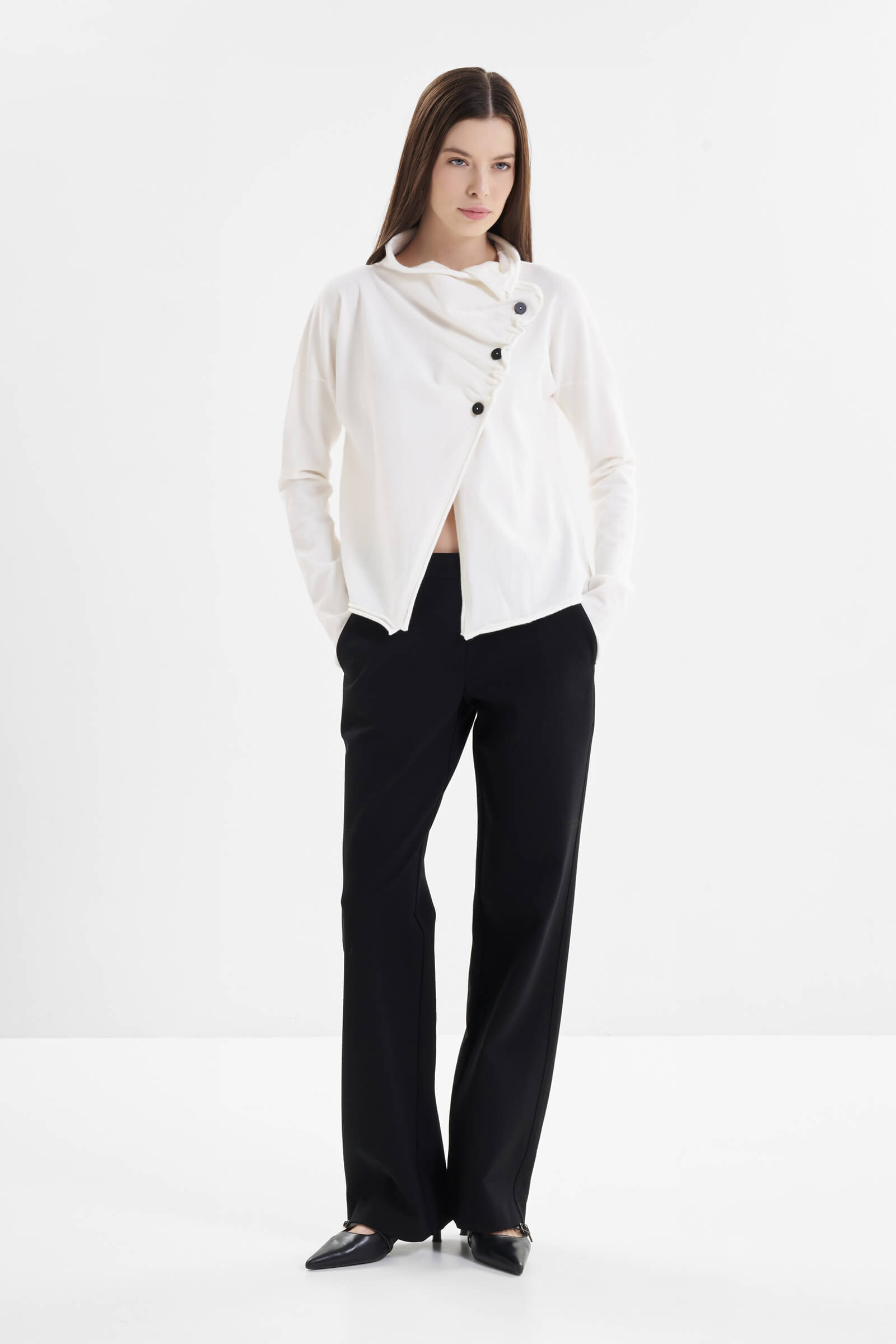 Асимметричный кардиган с драпировкой Бренд Sarah Pacini