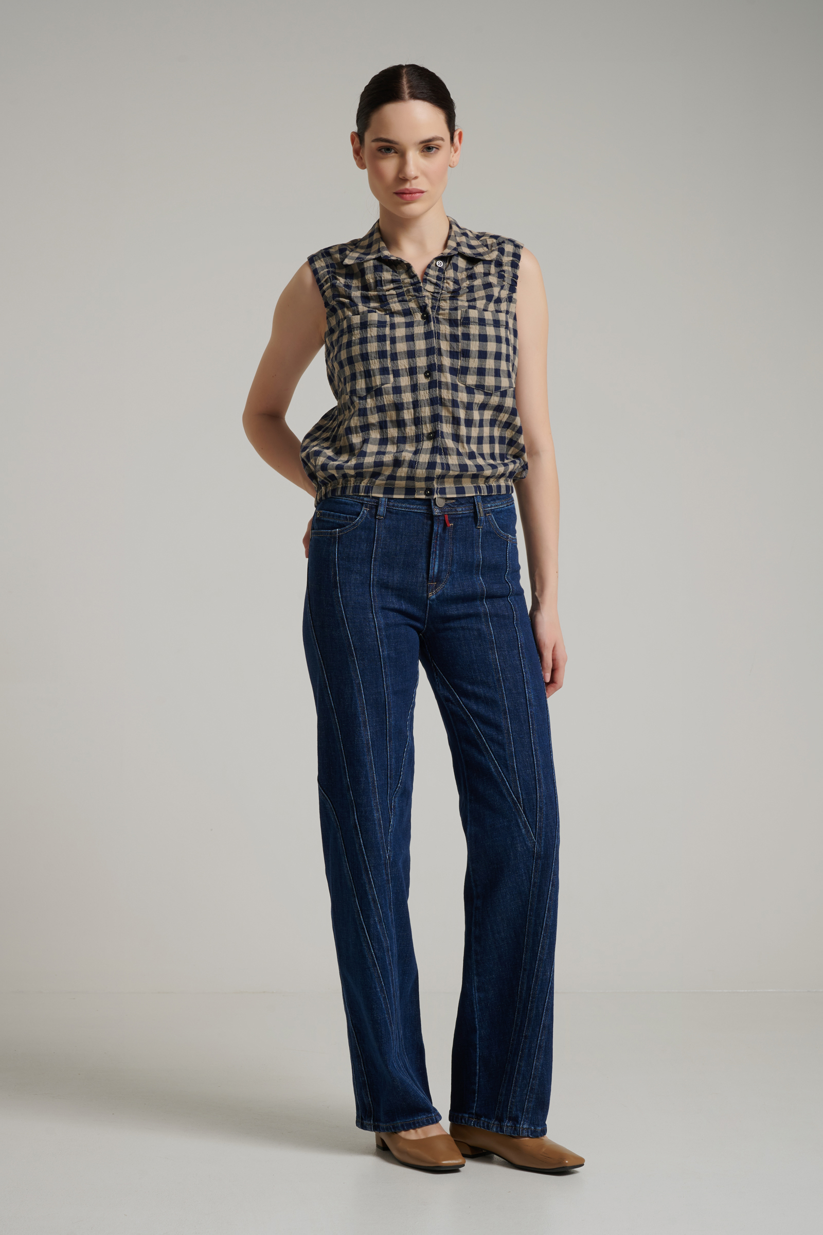 Джинсы клеш со строчками Бренд High