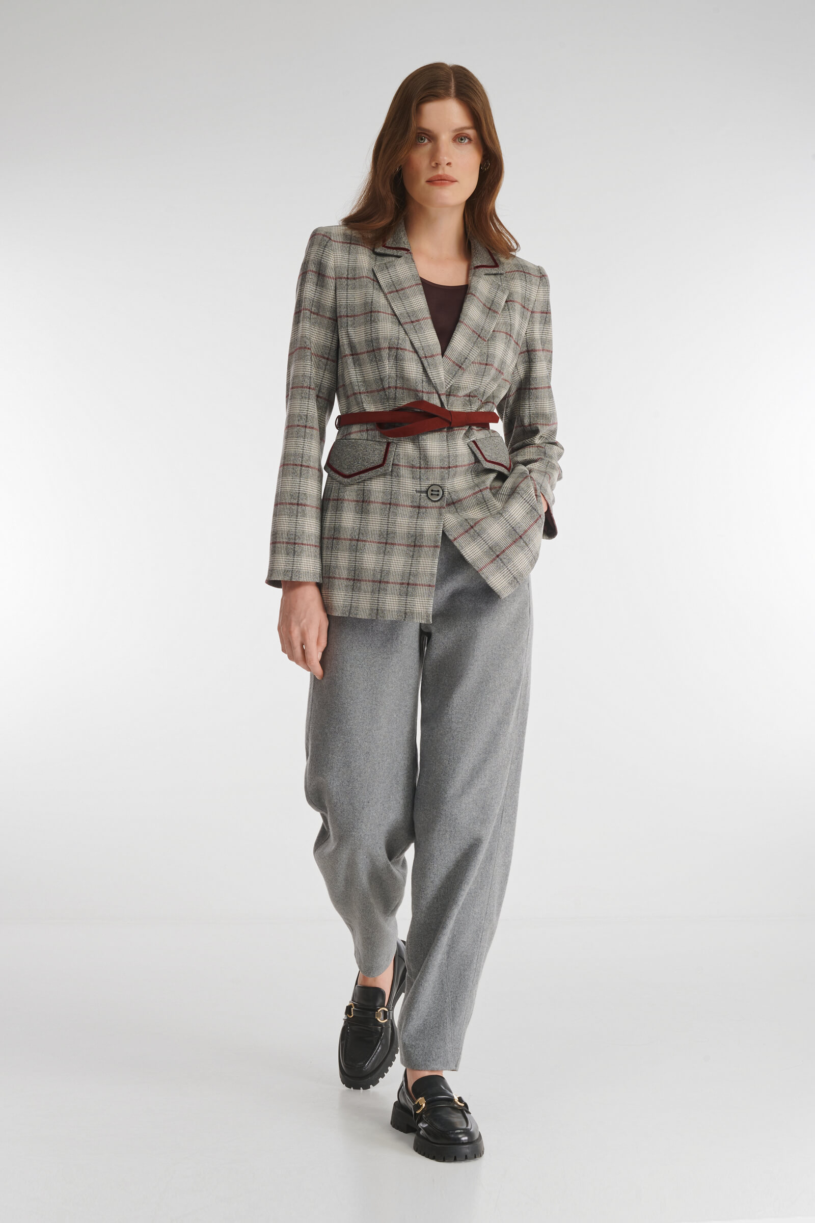 Однобортный пиджак в клетку Бренд Caterina Leman