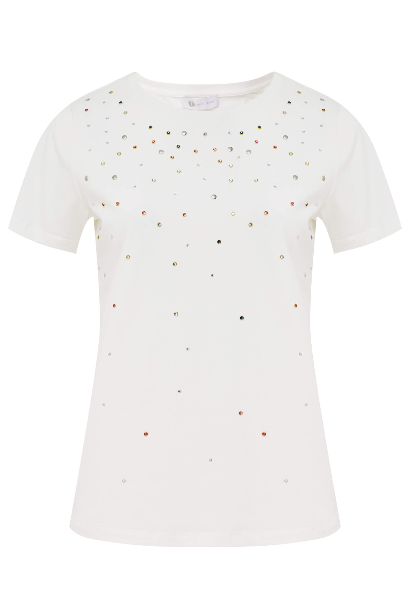 Хлопковая футболка со стразами Бренд Diana Gallesi