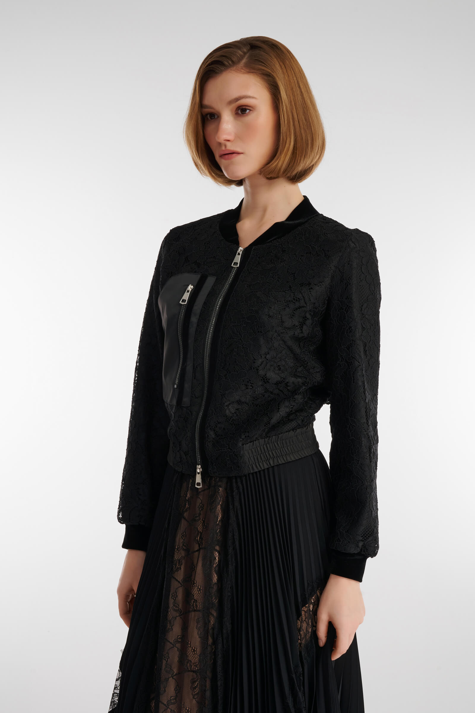 Кружевной бомбер с бархатными деталями Бренд Caterina Leman