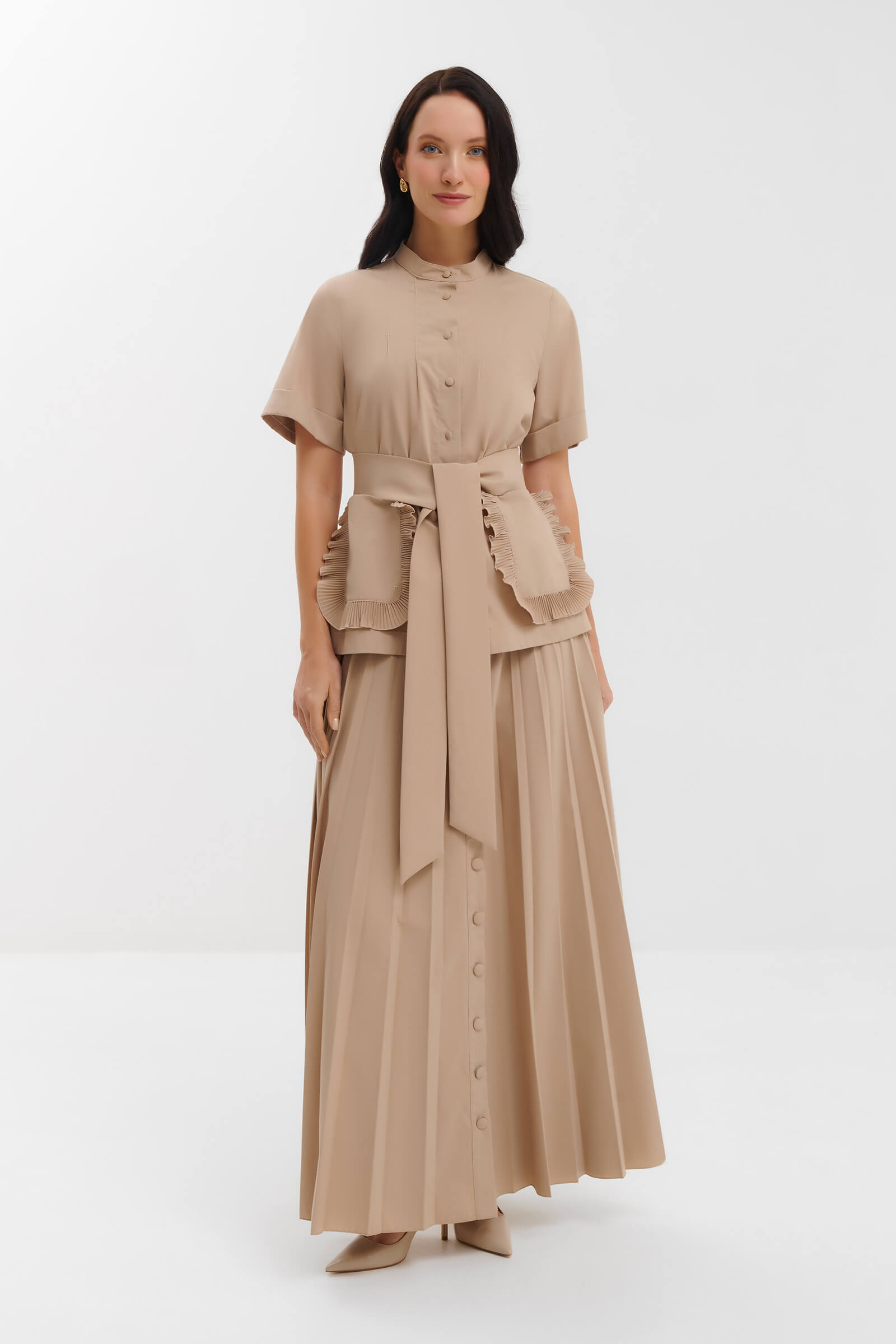 Блузка с поясом и оборками Бренд Milva Mi