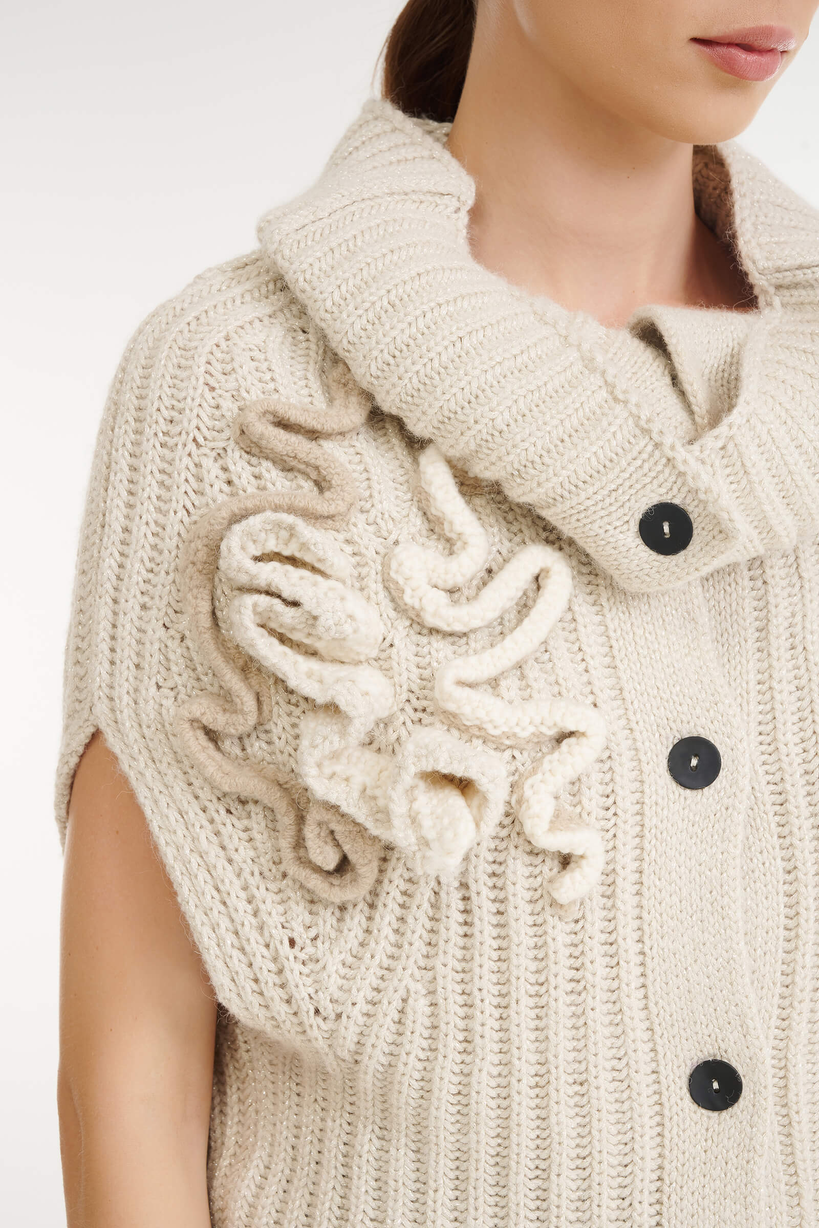 Вязаный кардиган с объемным воротом Бренд Sarah Pacini