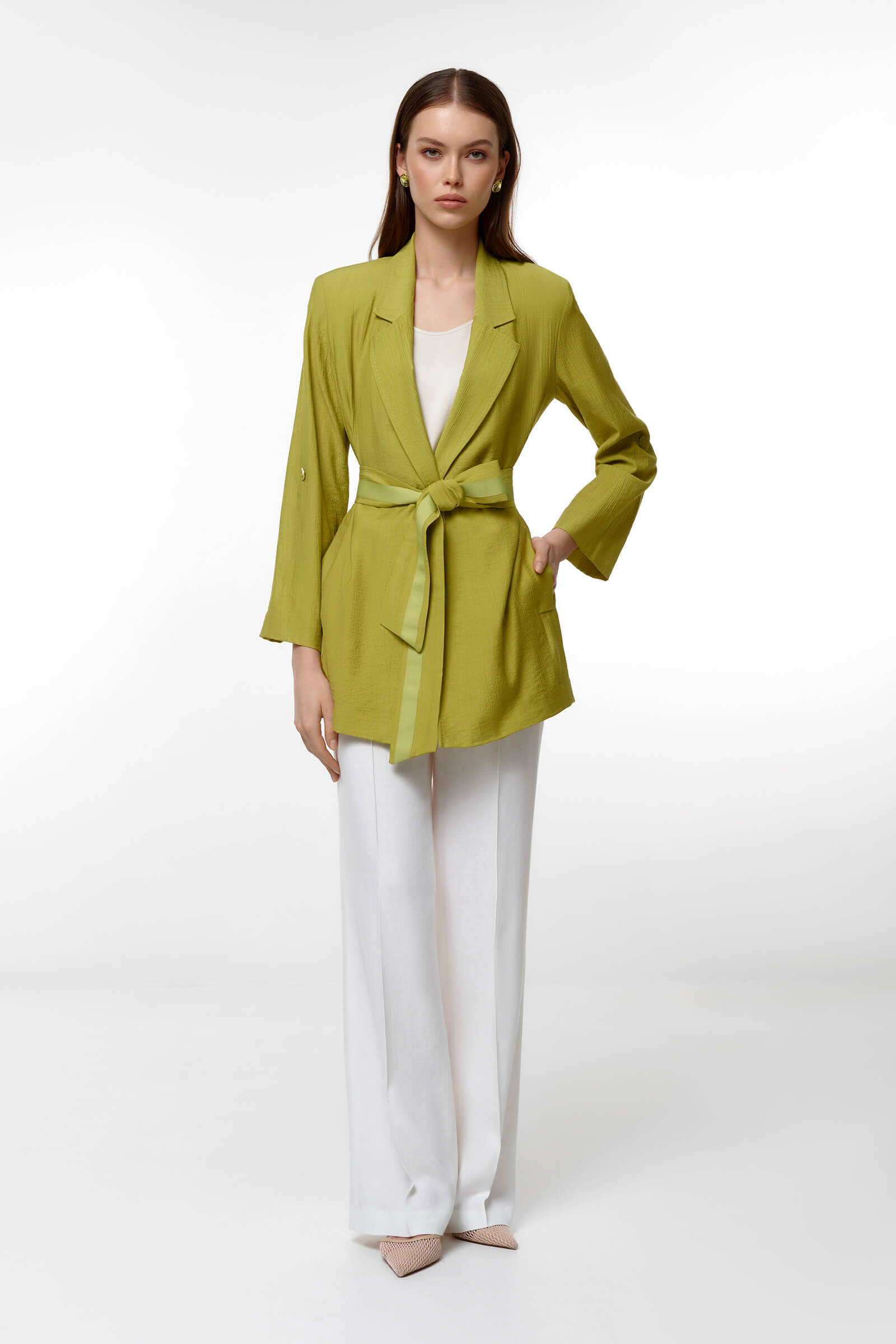 Жакет с поясом и рукавом 3/4 Бренд Caterina Leman