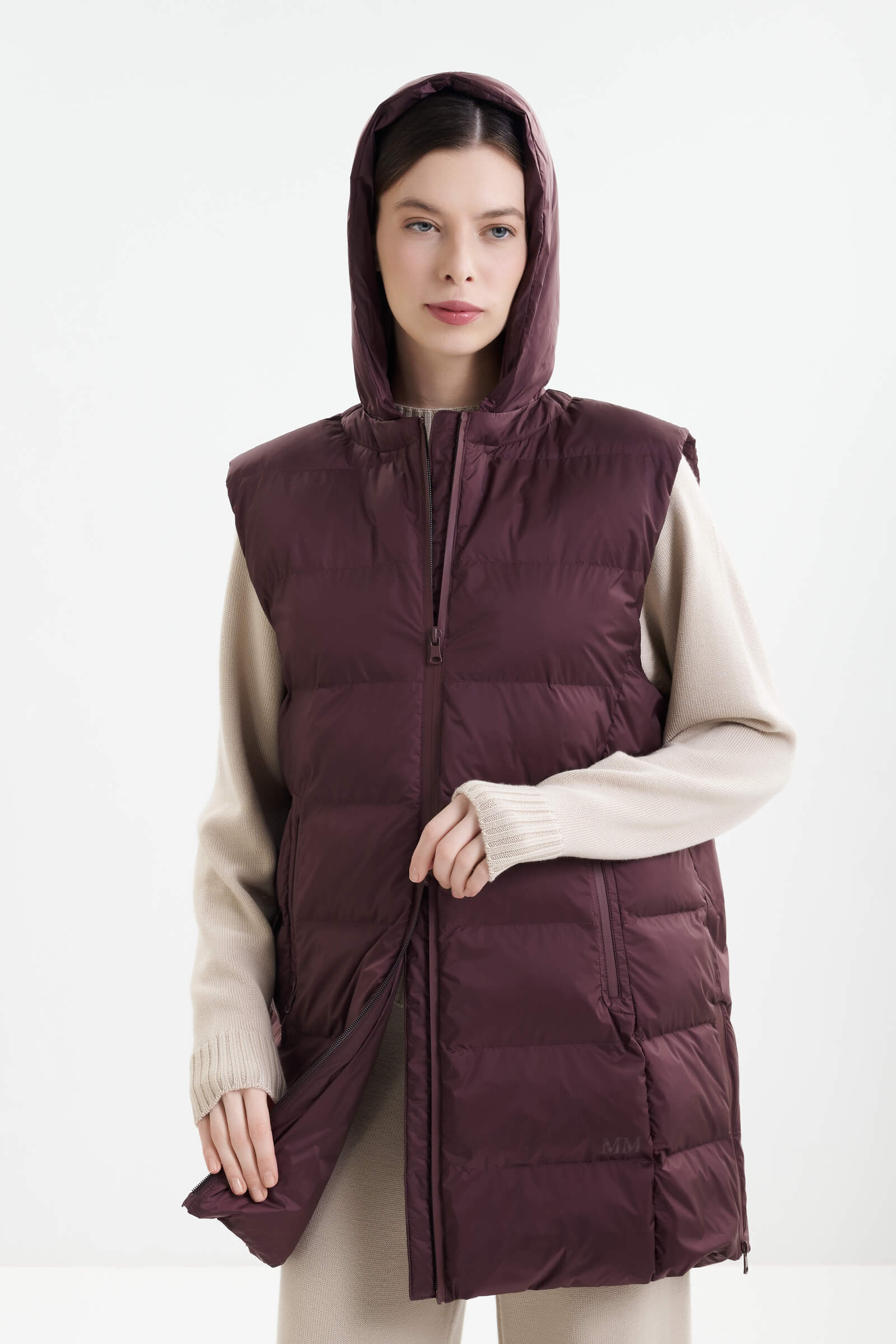 Стеганый жилет с капюшоном Бренд MM