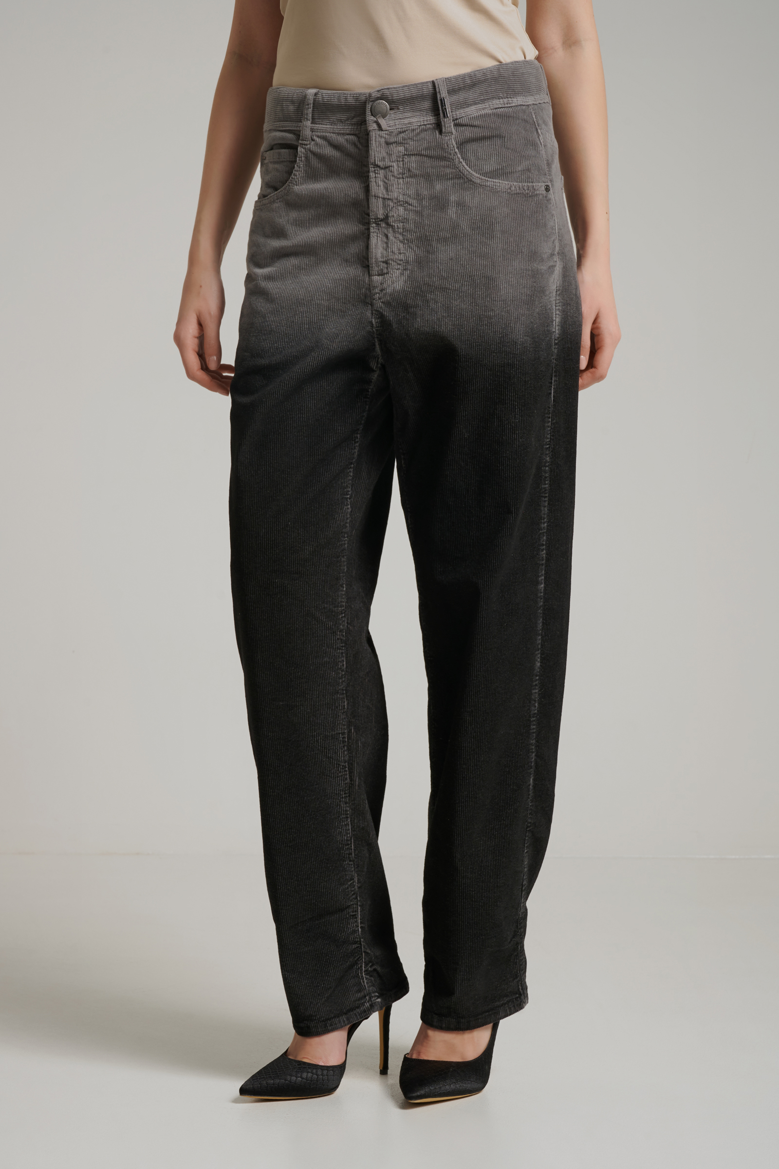 Брюки из микровельвета с градиентом Бренд High