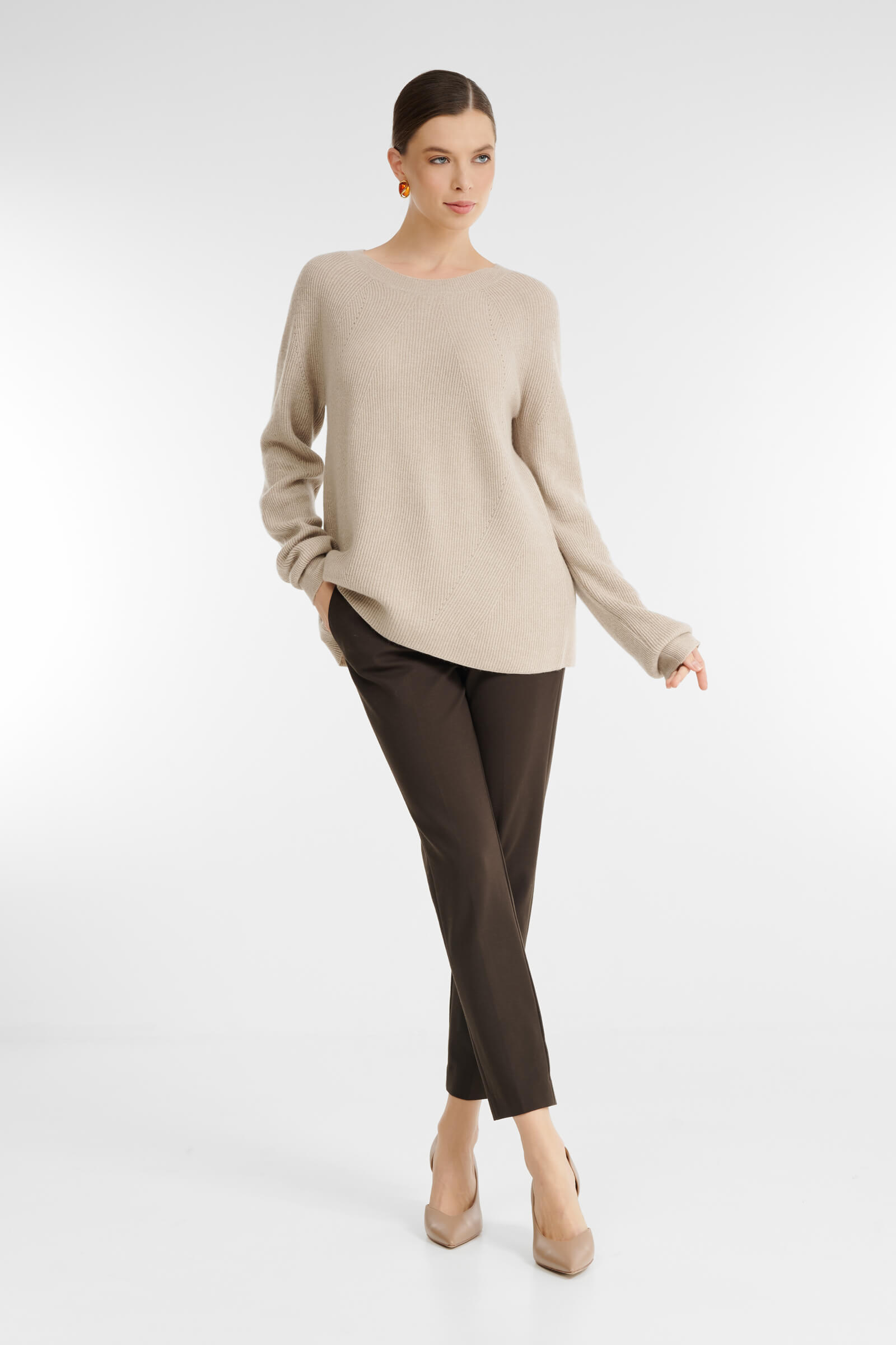 Удлиненный джемпер в рубчик Бренд Rocco Ragni