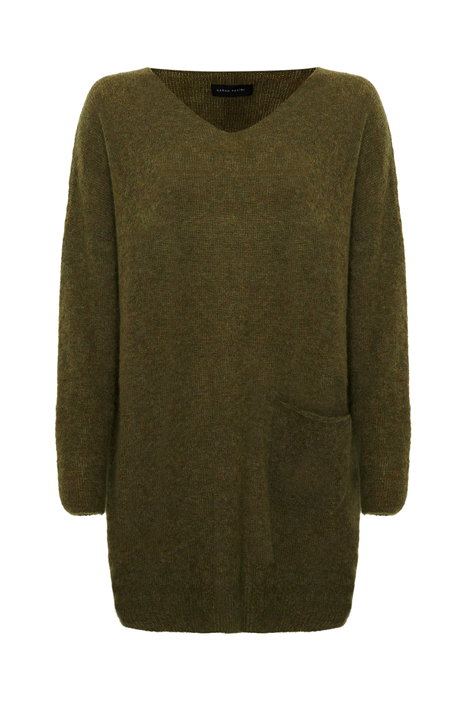Удлиненный пуловер из шерсти и мохера Бренд Sarah Pacini