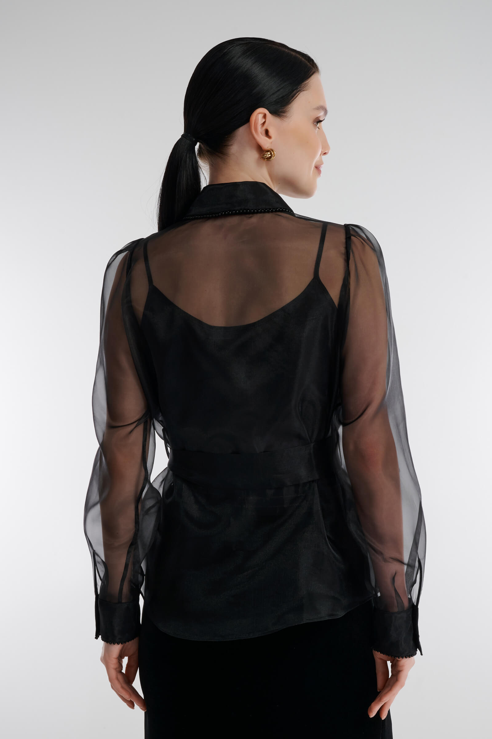 Прозрачная рубашка с объемным декором Бренд Caterina Leman