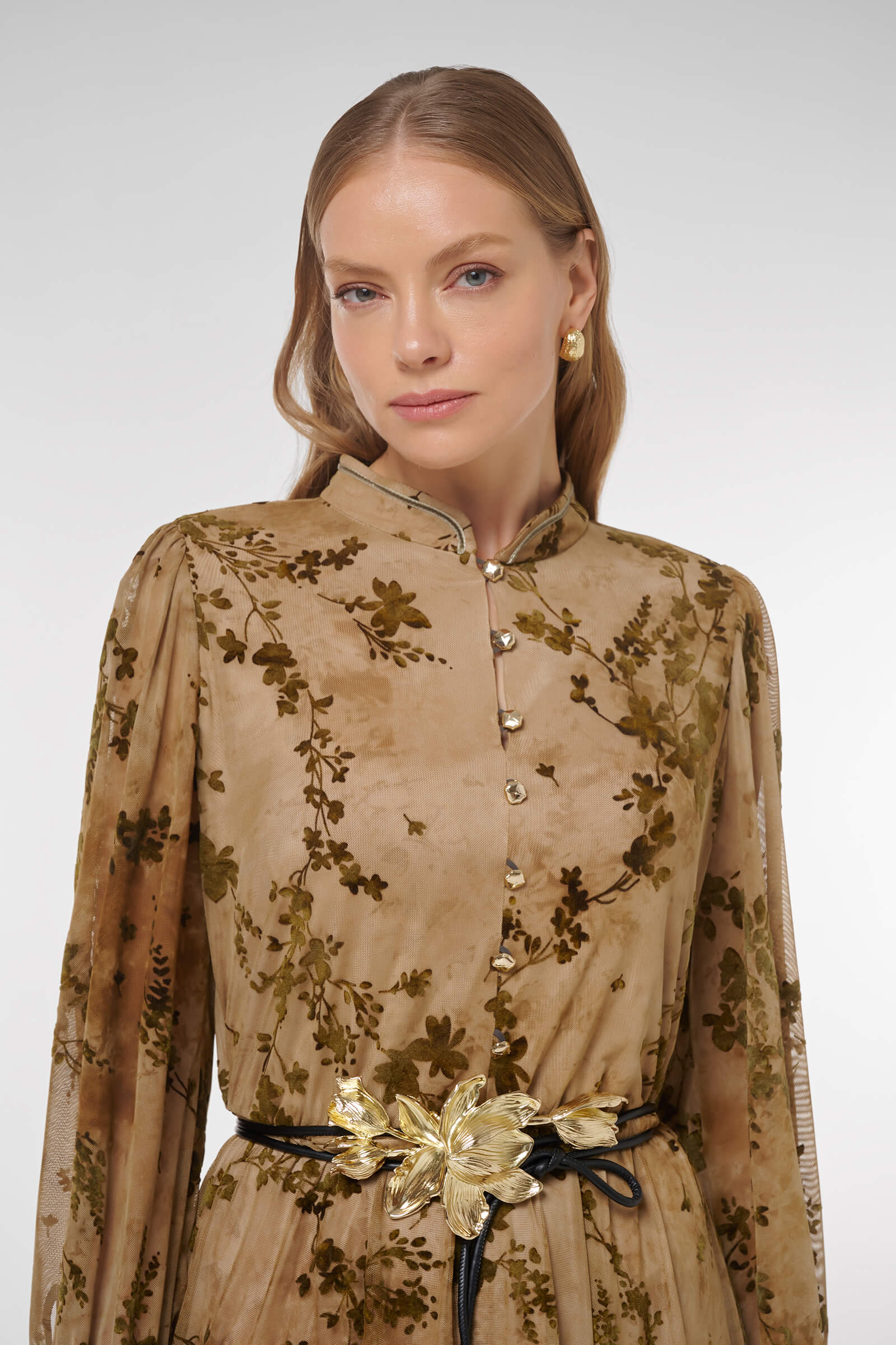 Платье с цветочным узором из велюра Бренд Caterina Leman