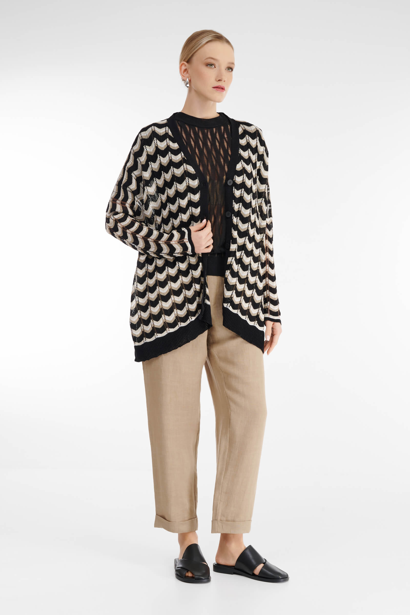 Удлиненный кардиган на пуговицах Бренд Sarah Pacini