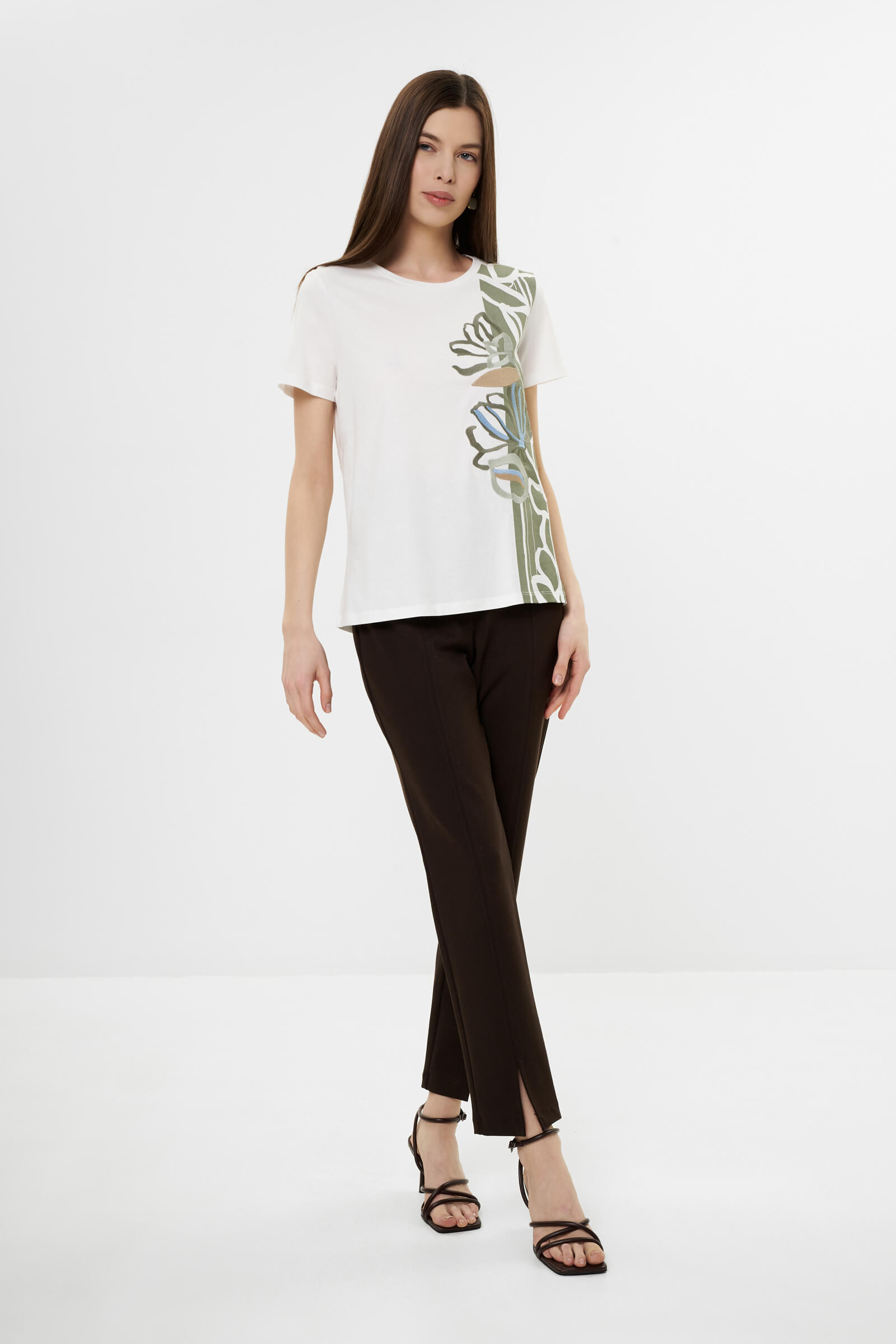 Хлопковая футболка с принтом Бренд Diana Gallesi