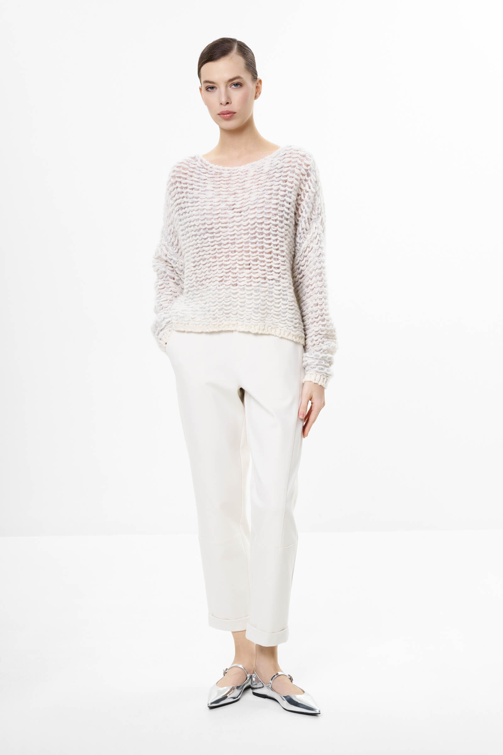 Фактурный джемпер из шерсти и мохера Бренд Sarah Pacini