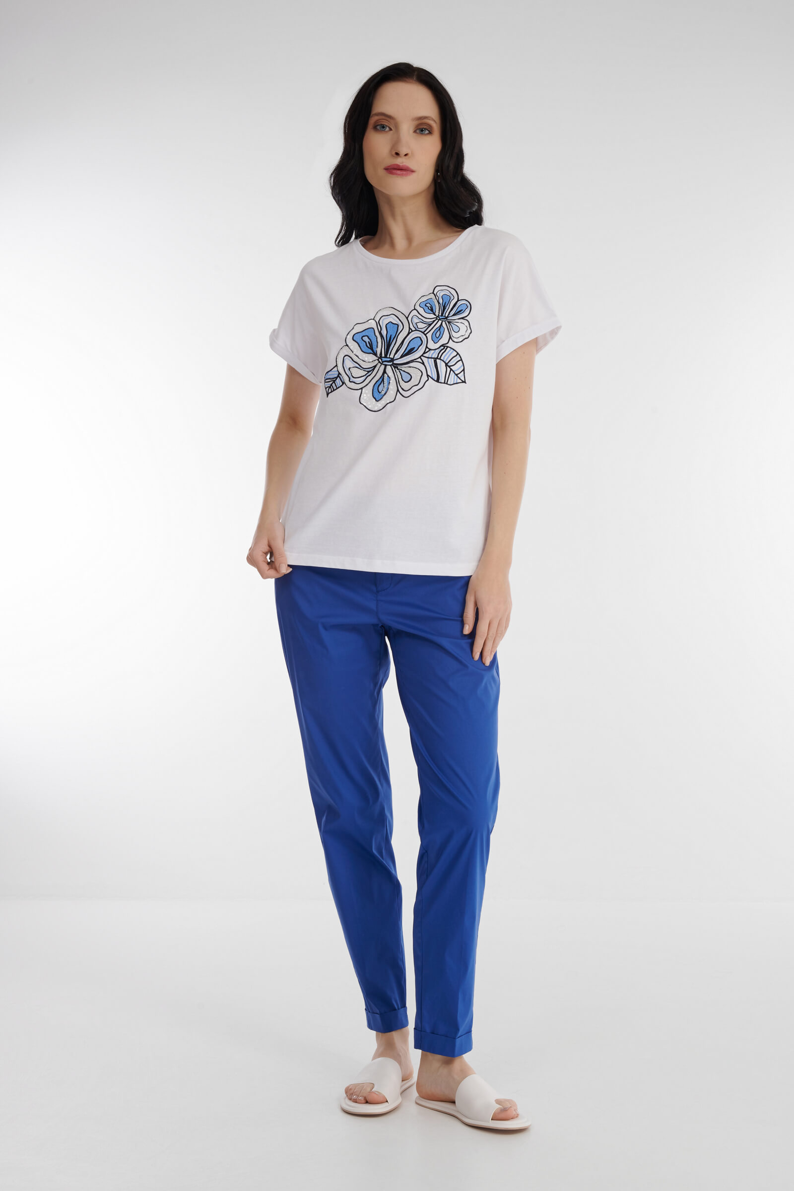 Хлопковая футболка с принтом Бренд Diana Gallesi