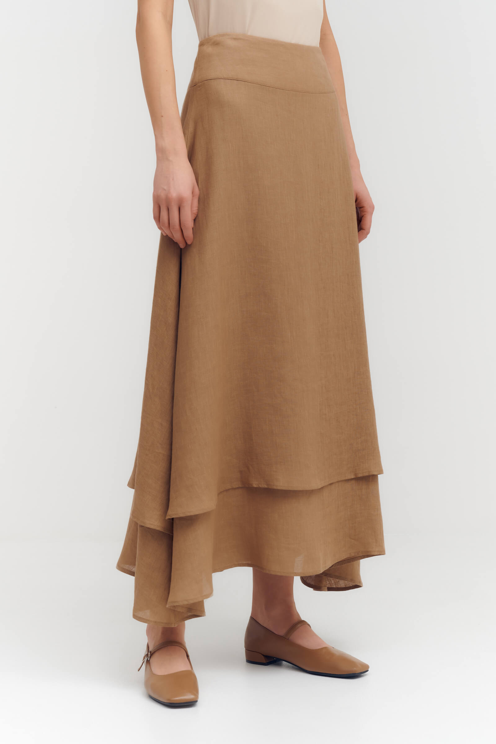 Ассиметричная юбка из льна Бренд Sarah Pacini