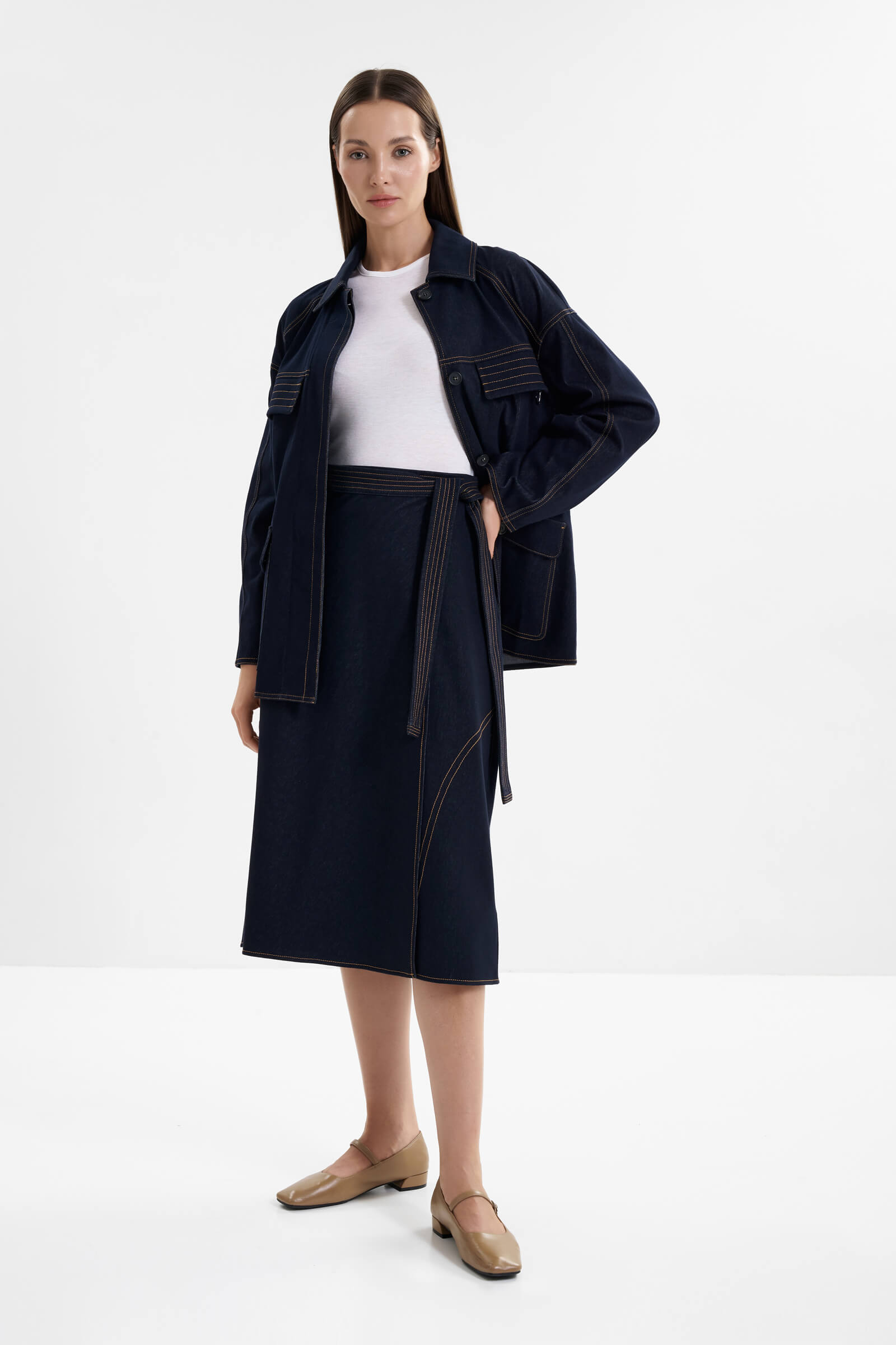 Джинсовая юбка на запах Бренд MM