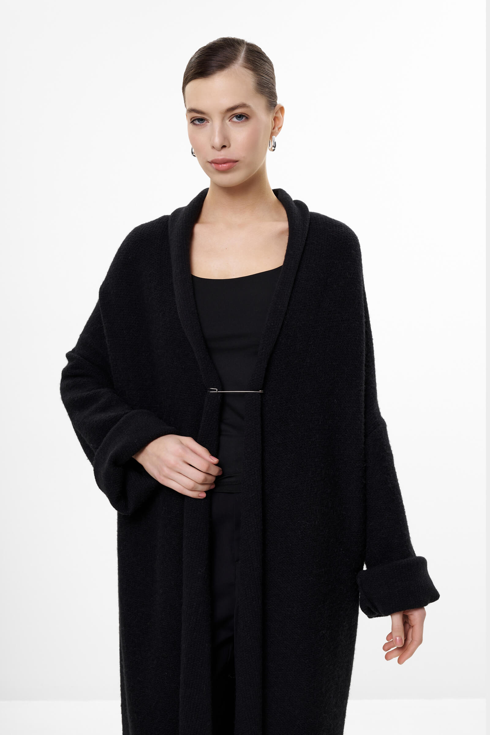 Длинный кардиган из смесовой шерсти альпаки Бренд Sarah Pacini