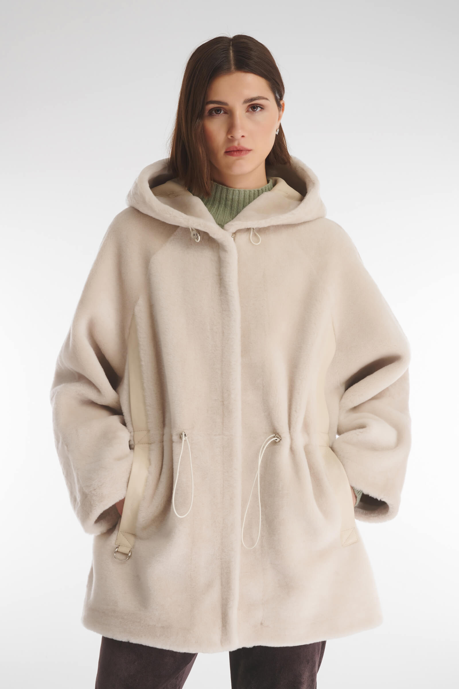 Удлиненная дубленка из натурального меха Бренд Caterina Leman