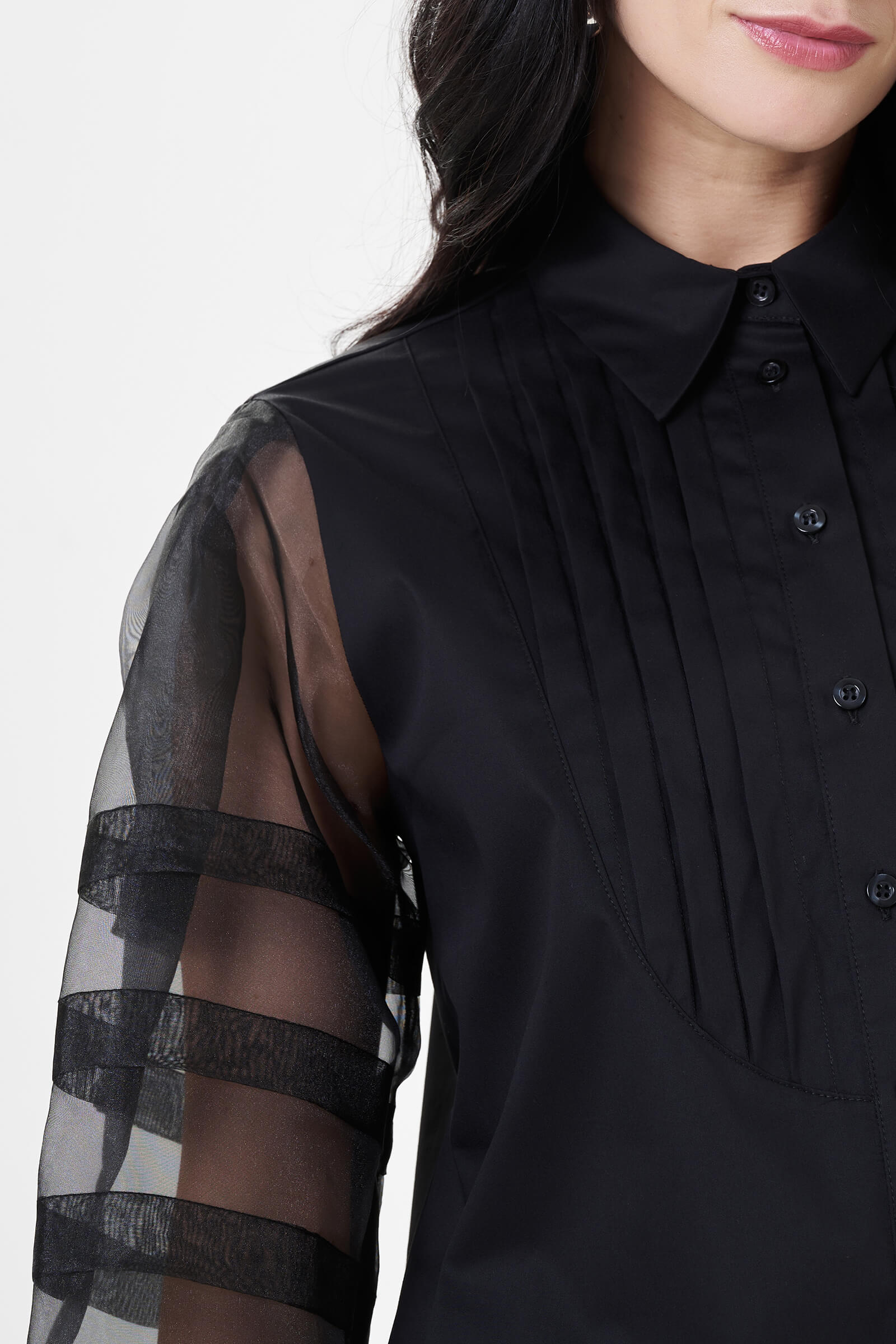 Хлопковая рубашка с прозрачными рукавами Бренд Milva Mi