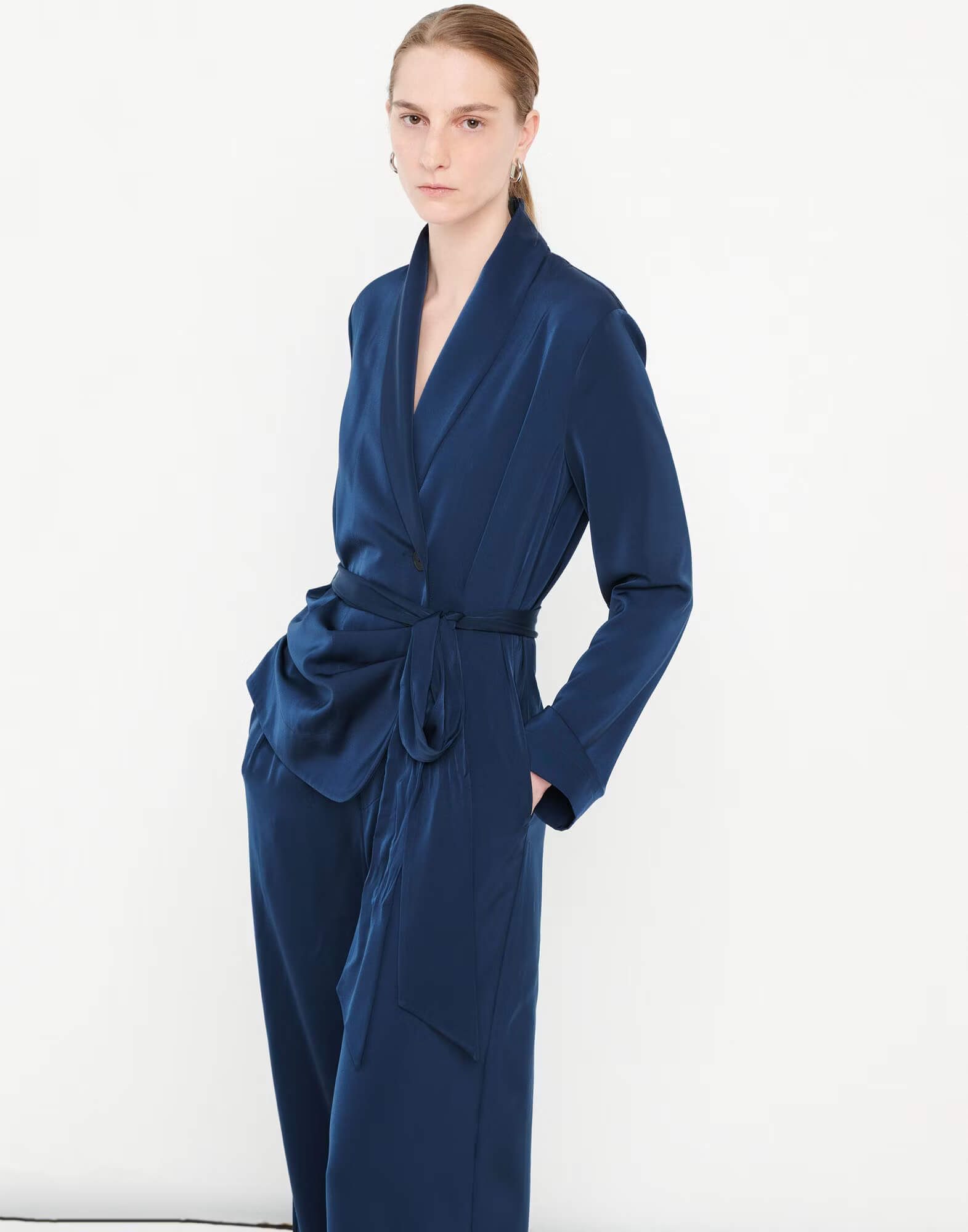 Комбинезон из атласа с драпировкой Бренд High