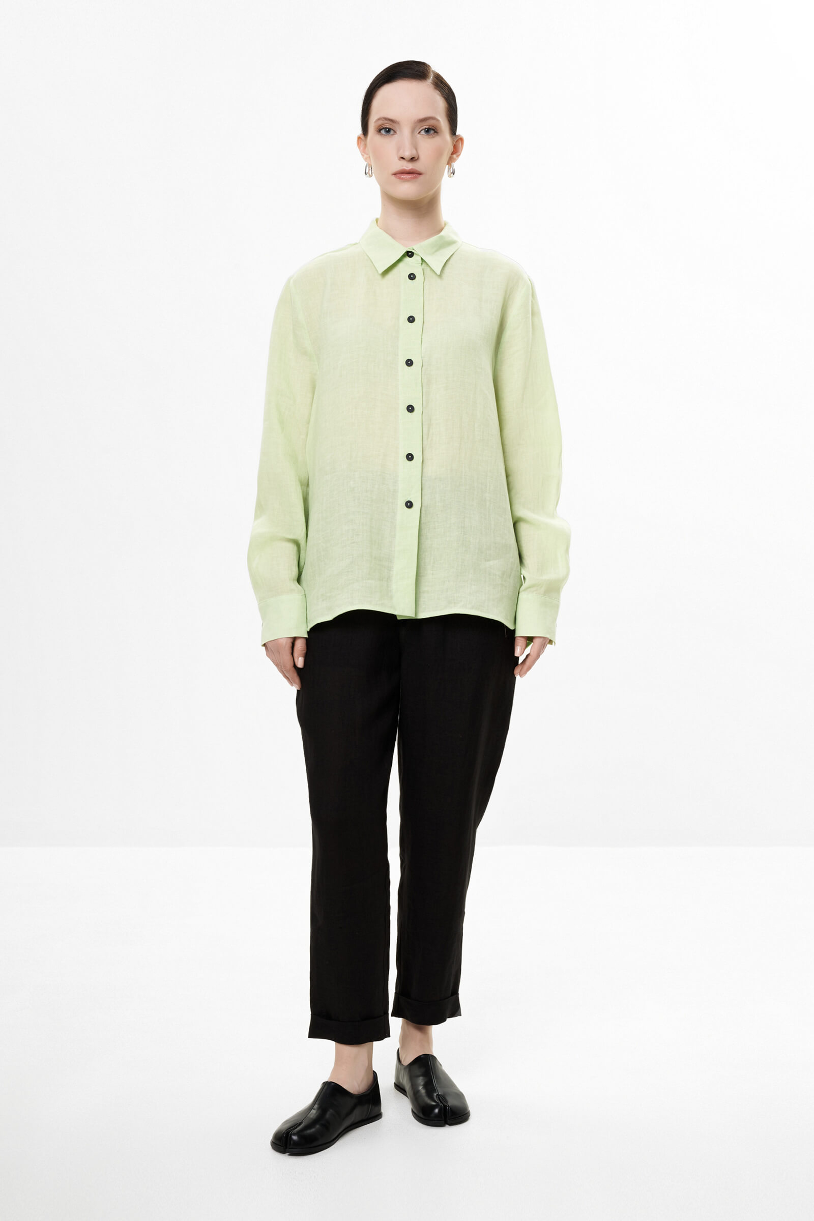 Льняная рубашка на пуговицах Бренд Sarah Pacini