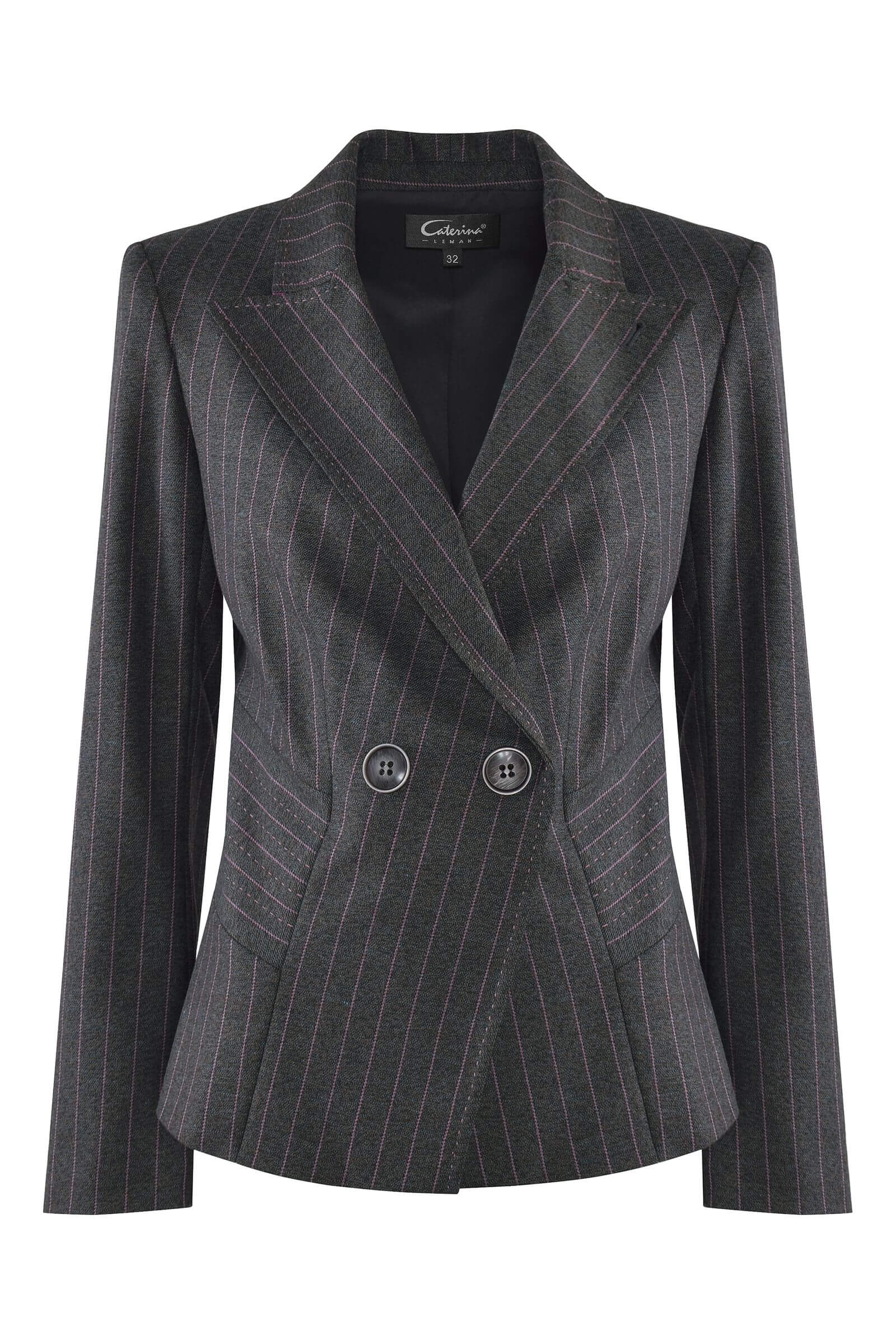 Двубортный пиджак в полоску Бренд Caterina Leman