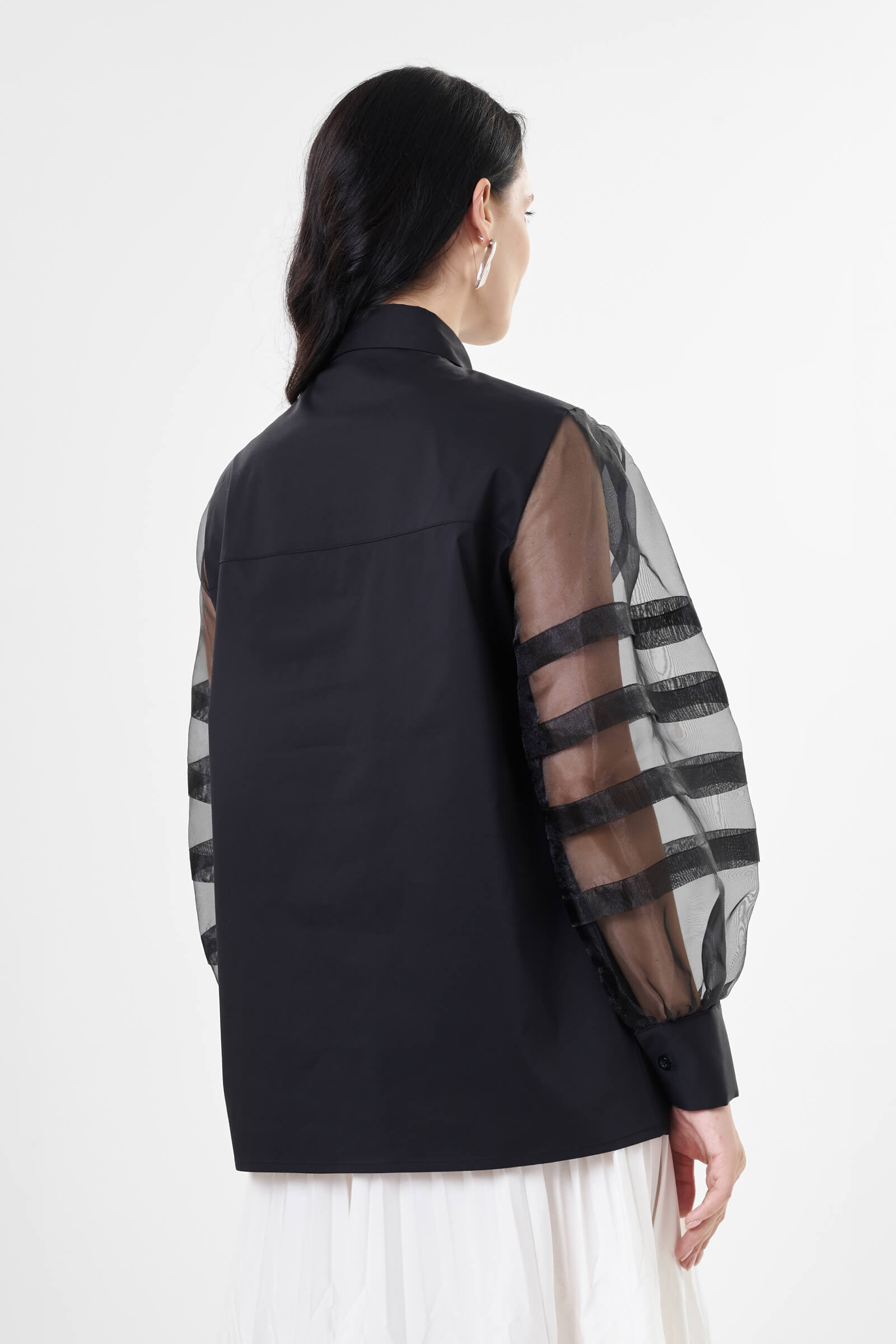 Хлопковая рубашка с прозрачными рукавами Бренд Milva Mi