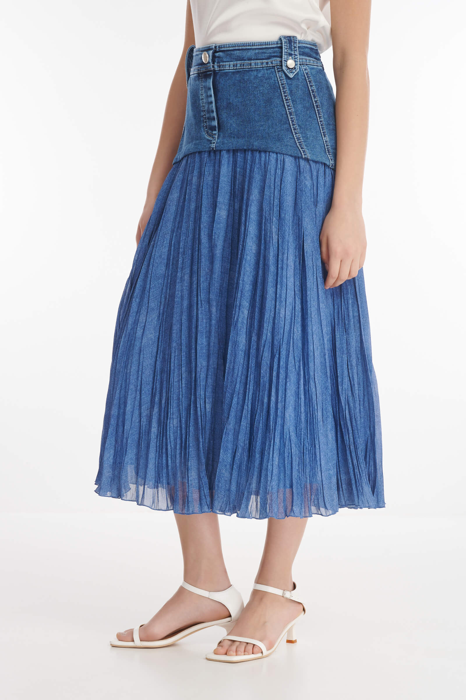 Юбка плиссе с кокеткой из денима Бренд Caterina Leman