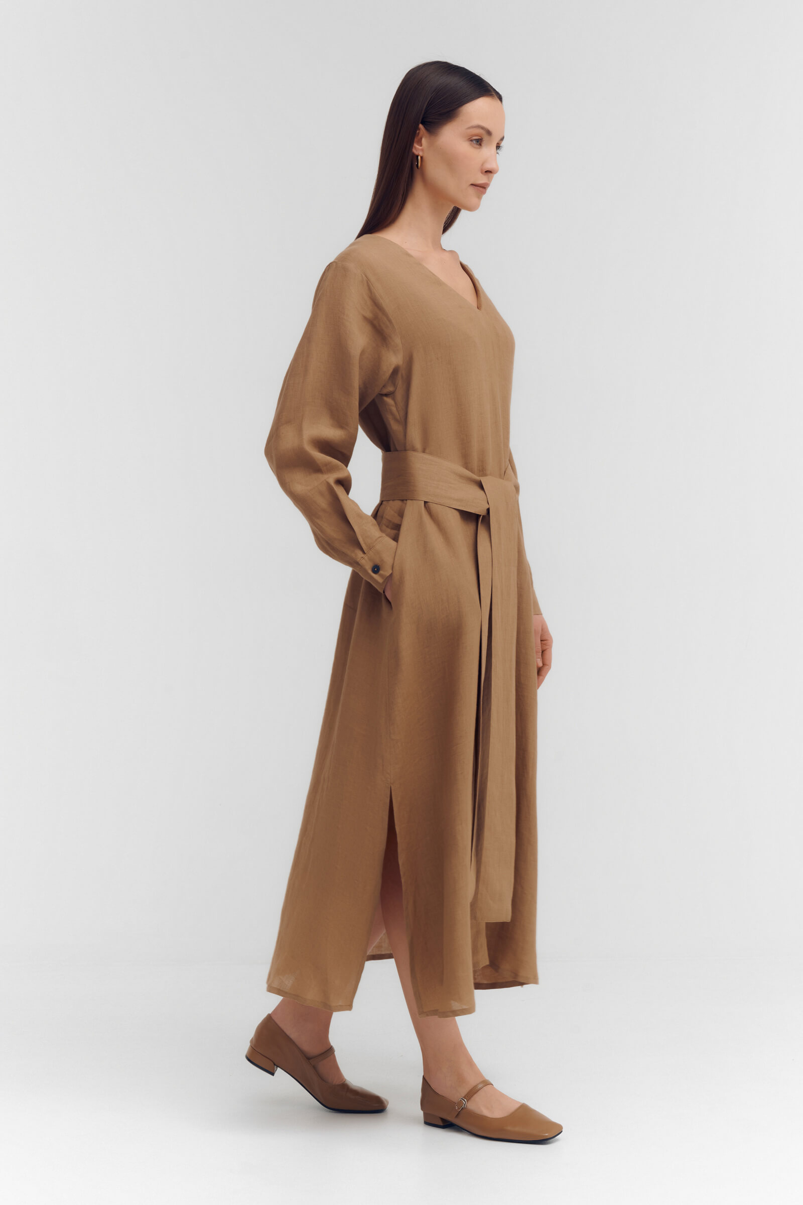 Платье макси из льна Бренд Sarah Pacini