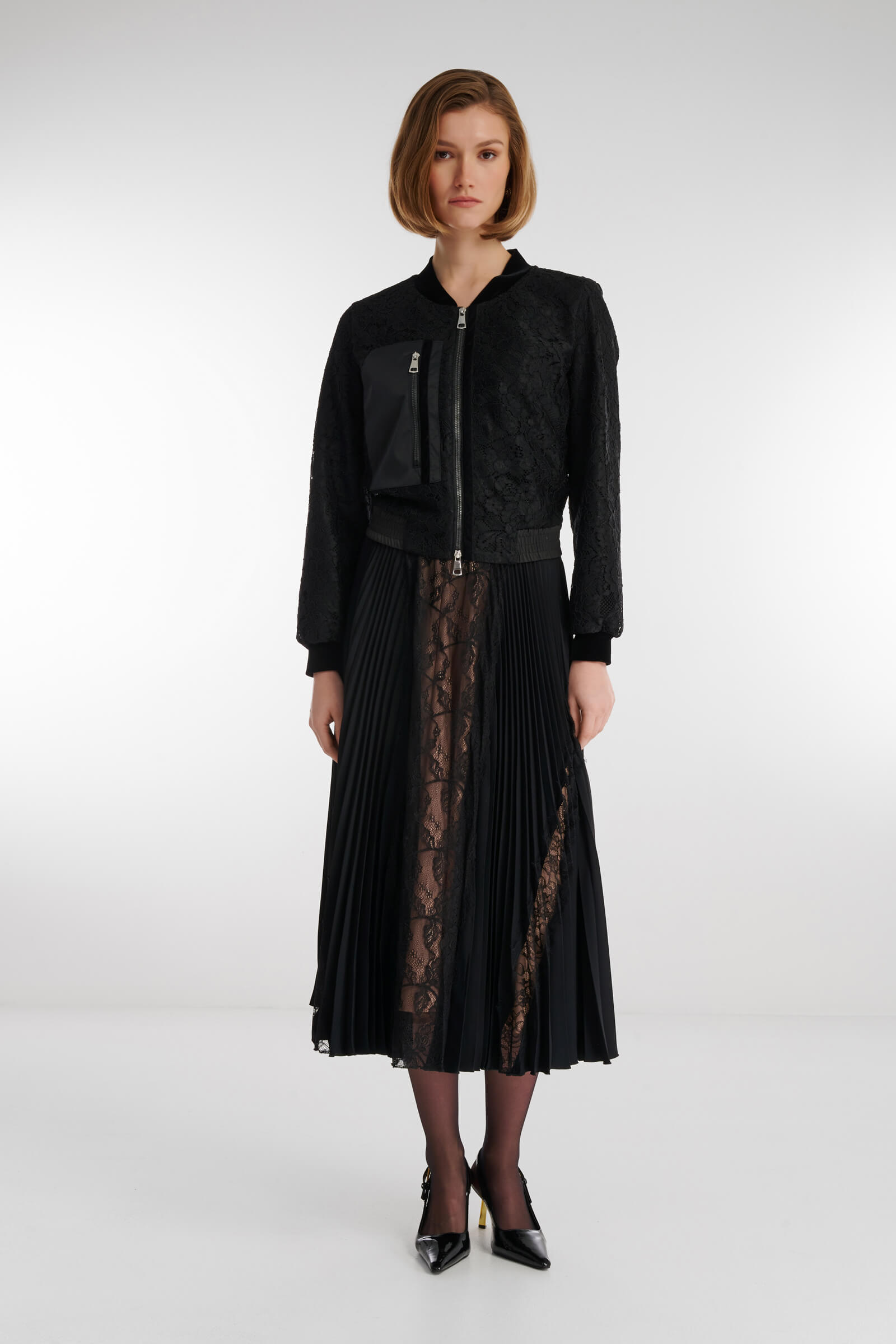 Кружевной бомбер с бархатными деталями Бренд Caterina Leman