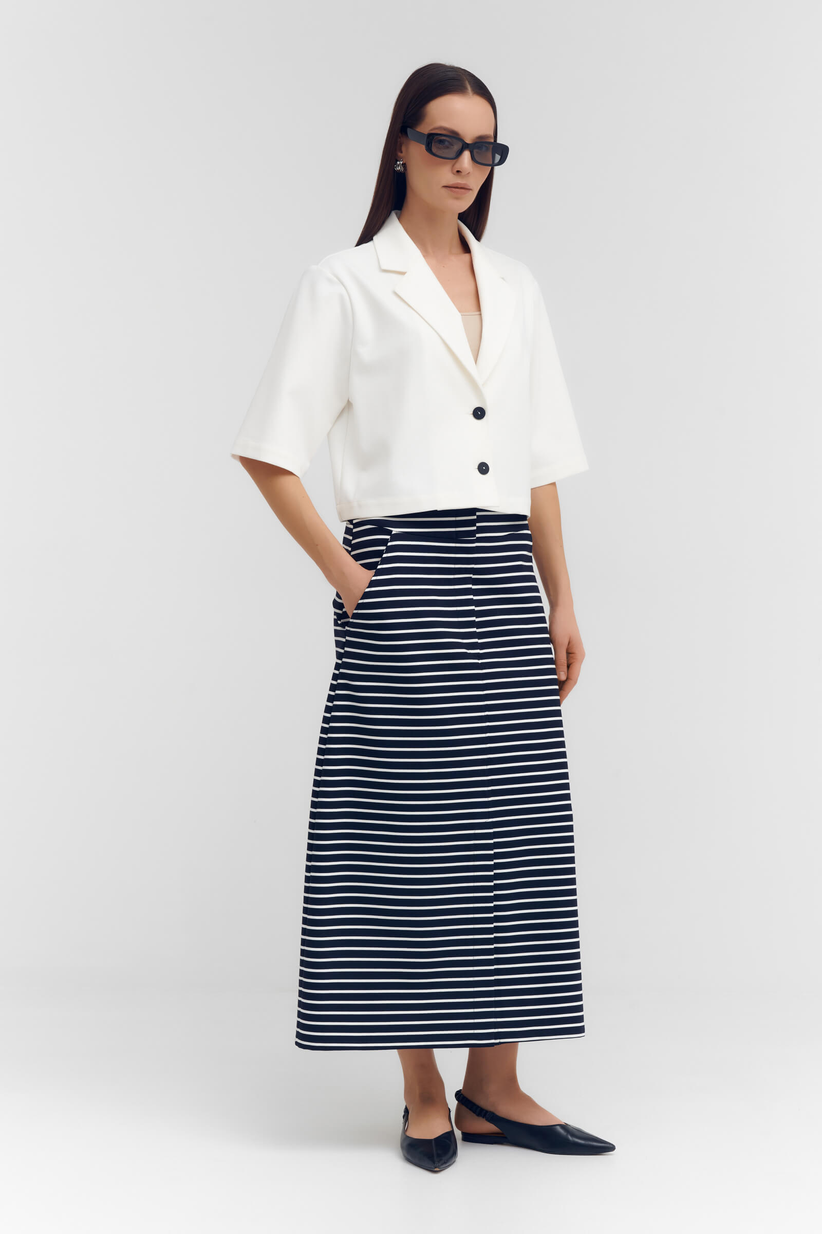 Укороченный жакет на пуговицах Бренд Sarah Pacini