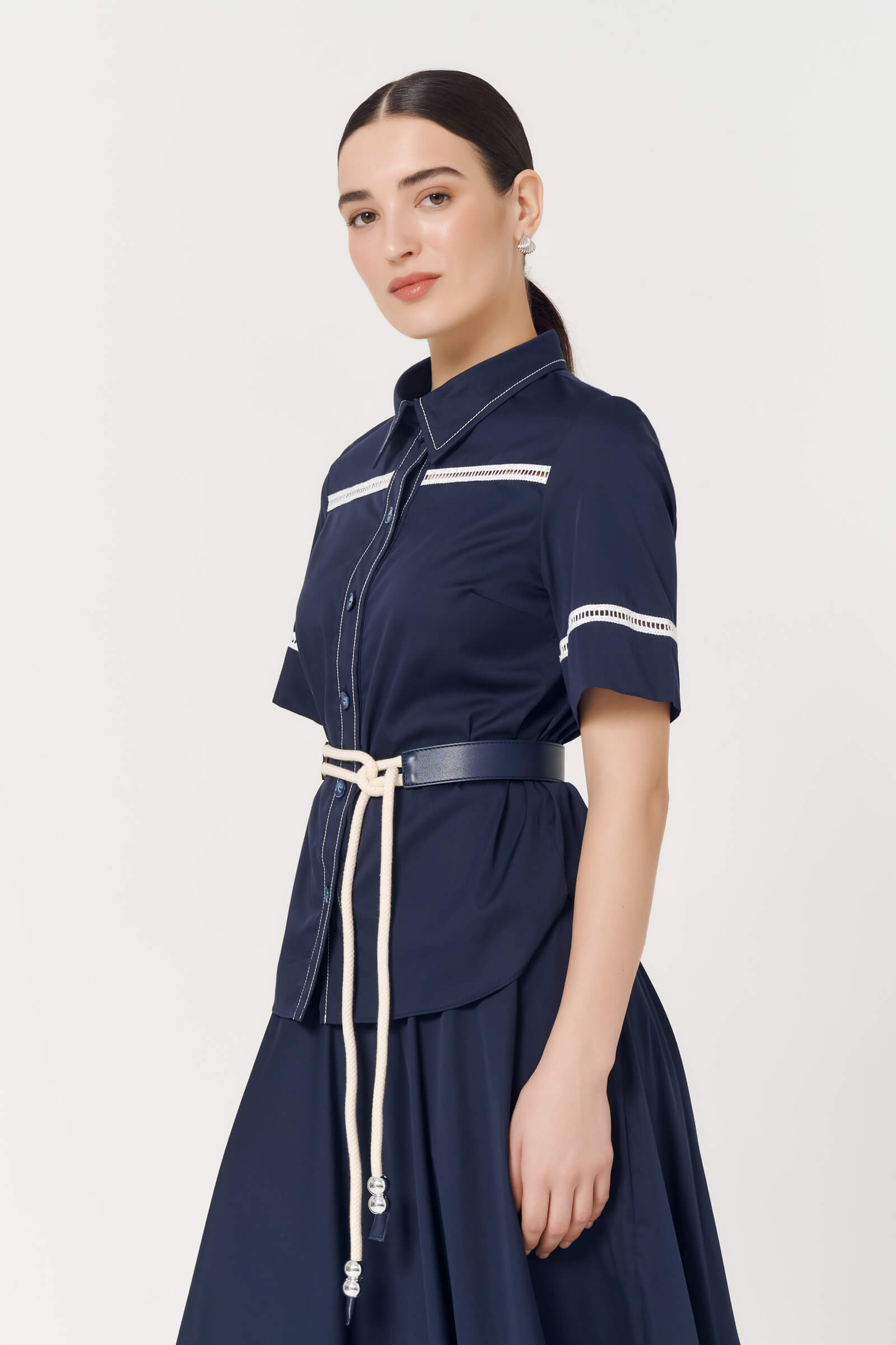 Рубашка в морском стиле с поясом Бренд Caterina Leman