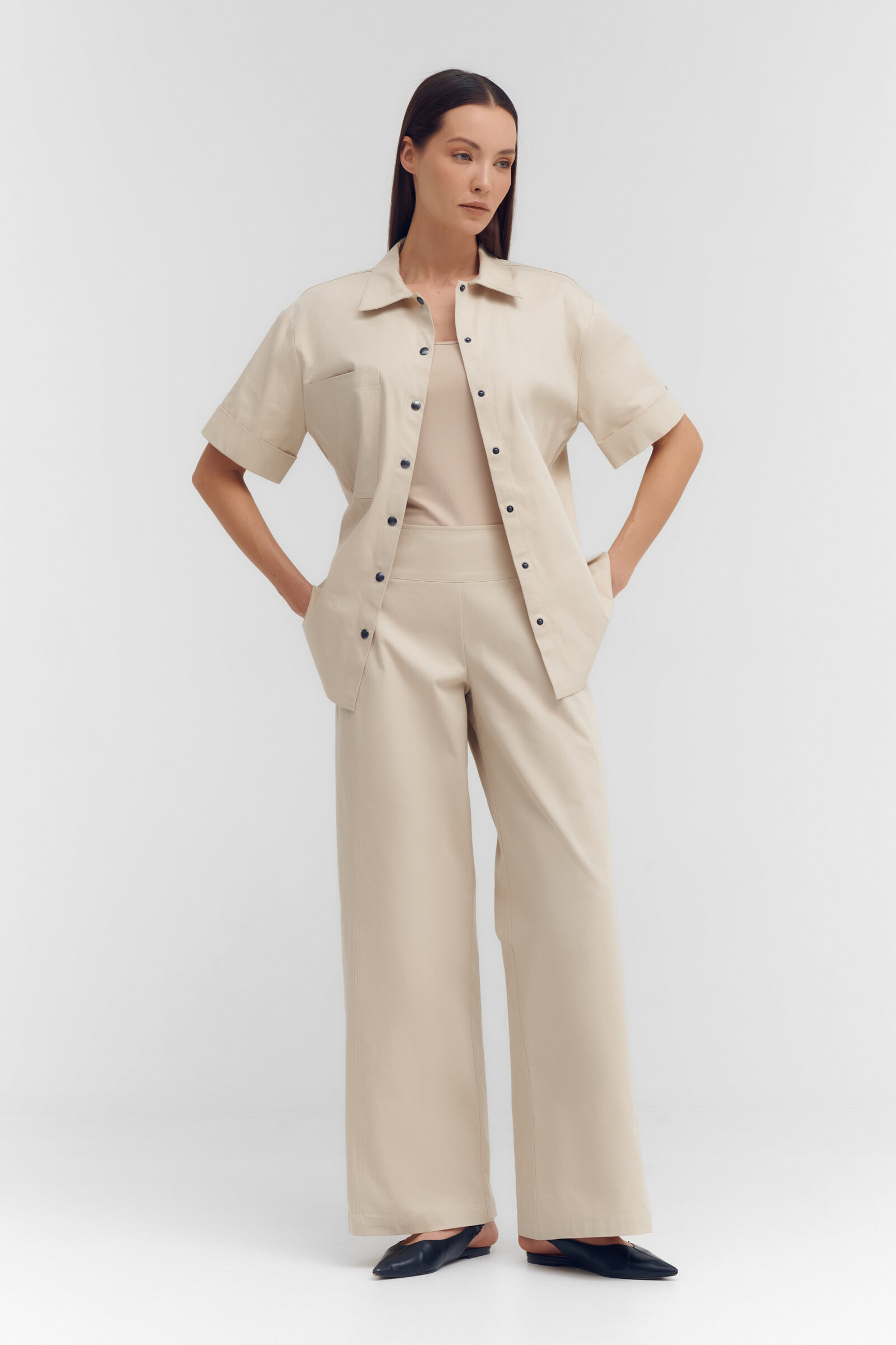 Широкие брюки из хлопка Бренд Sarah Pacini