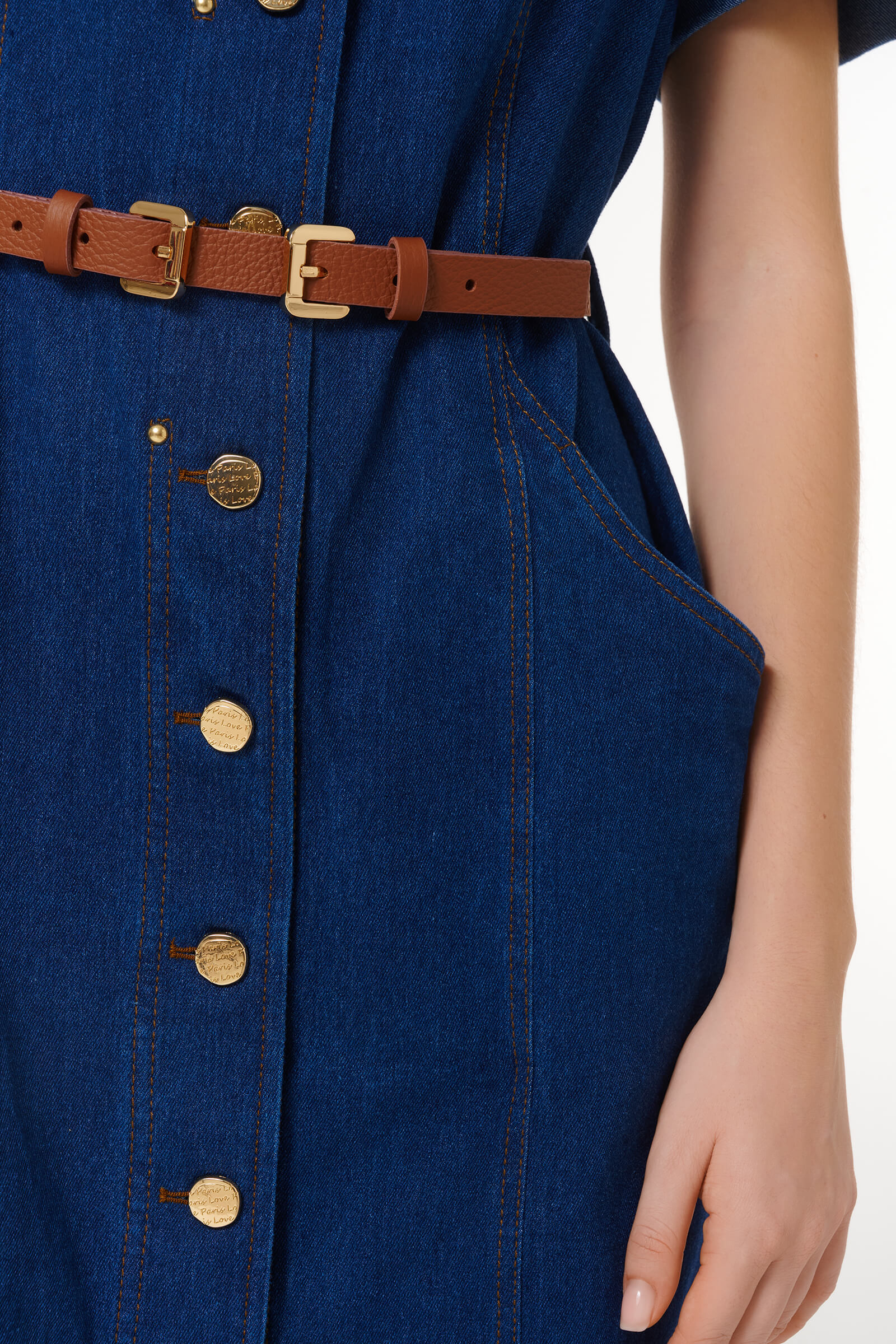 Платье миди из денима с поясом Бренд Caterina Leman