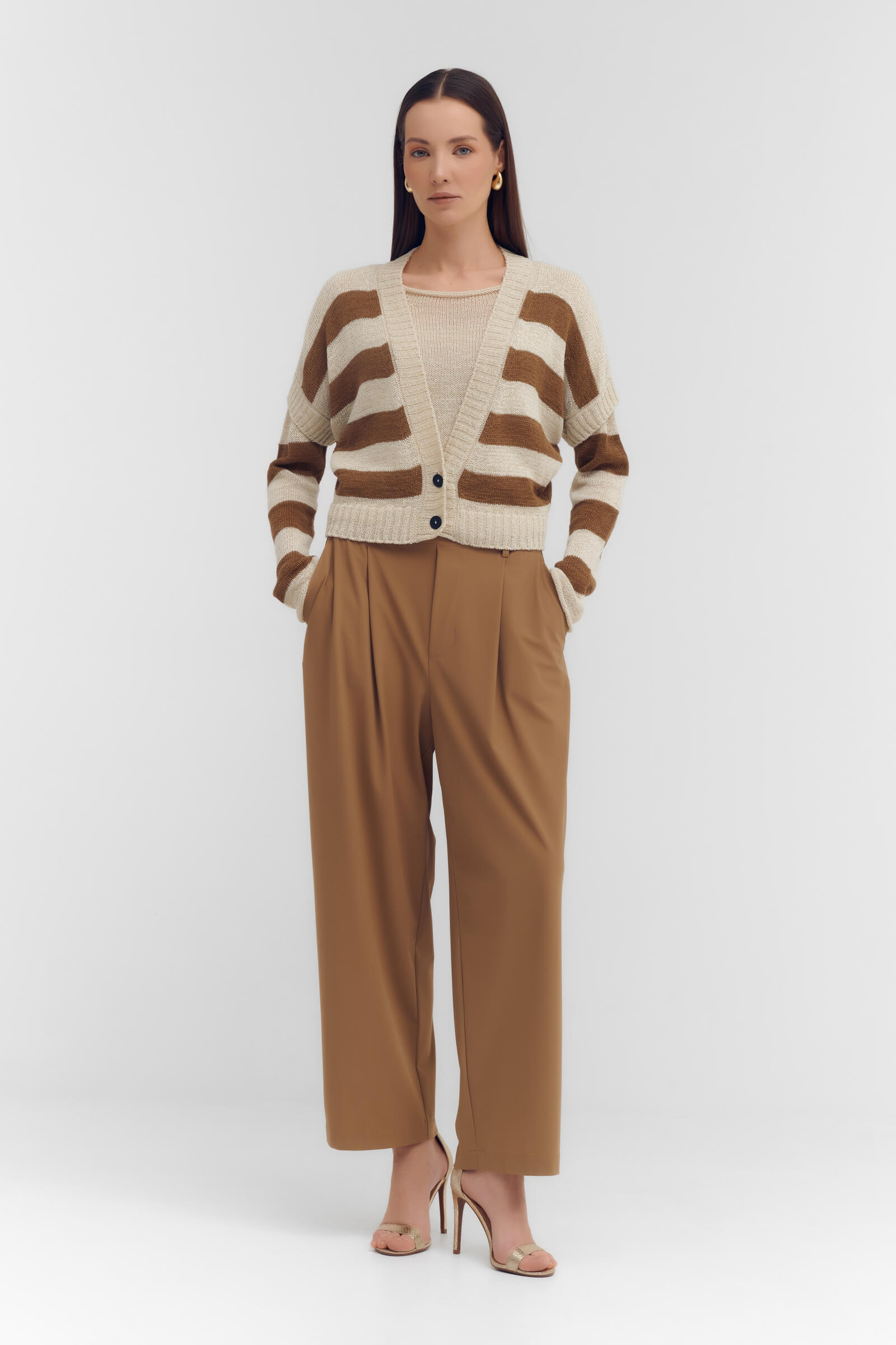 Кардиган с коротким рукавом из льна Бренд Sarah Pacini