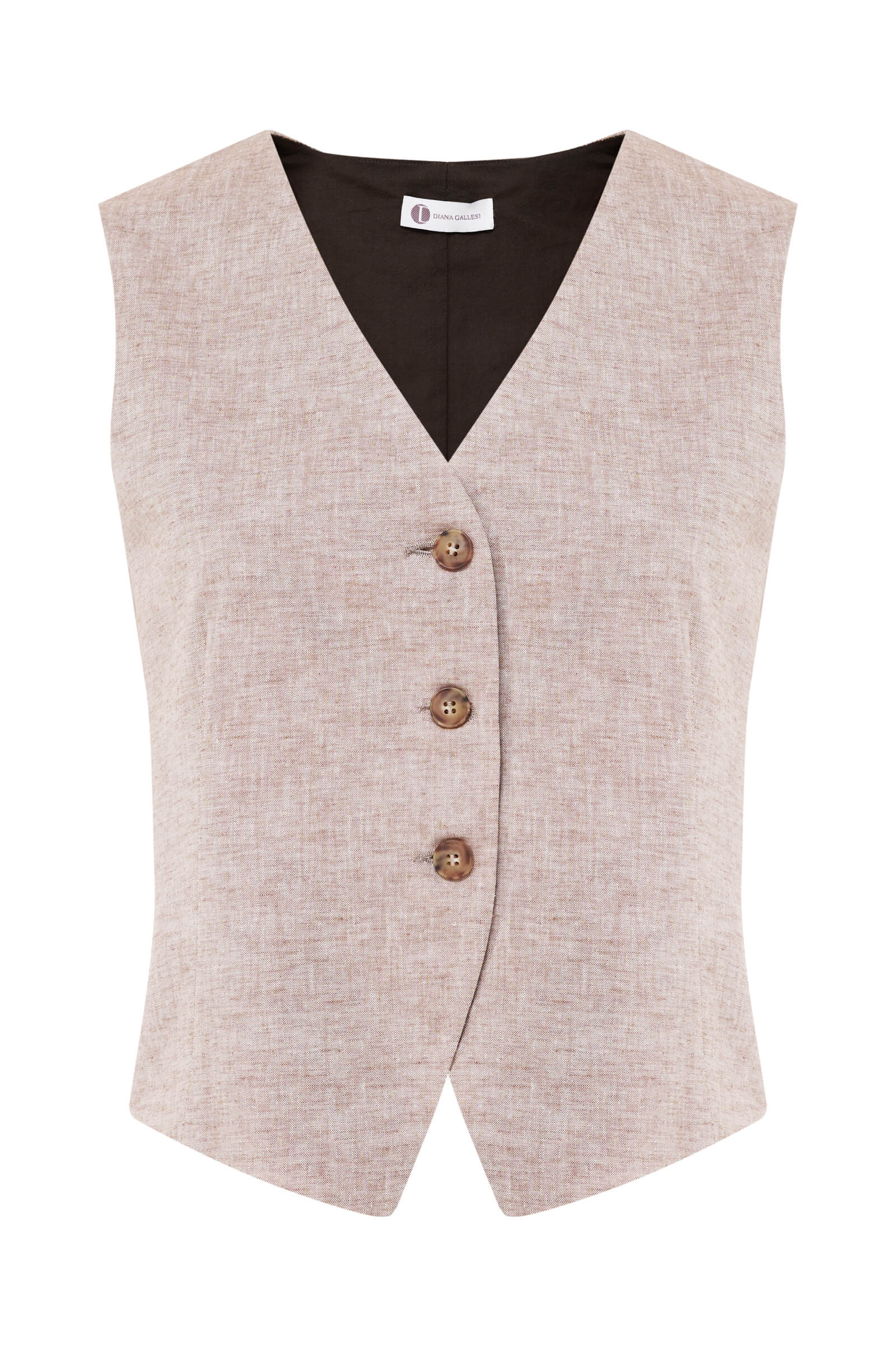 Жилет на пуговицах изо льна и хлопка Бренд Diana Gallesi