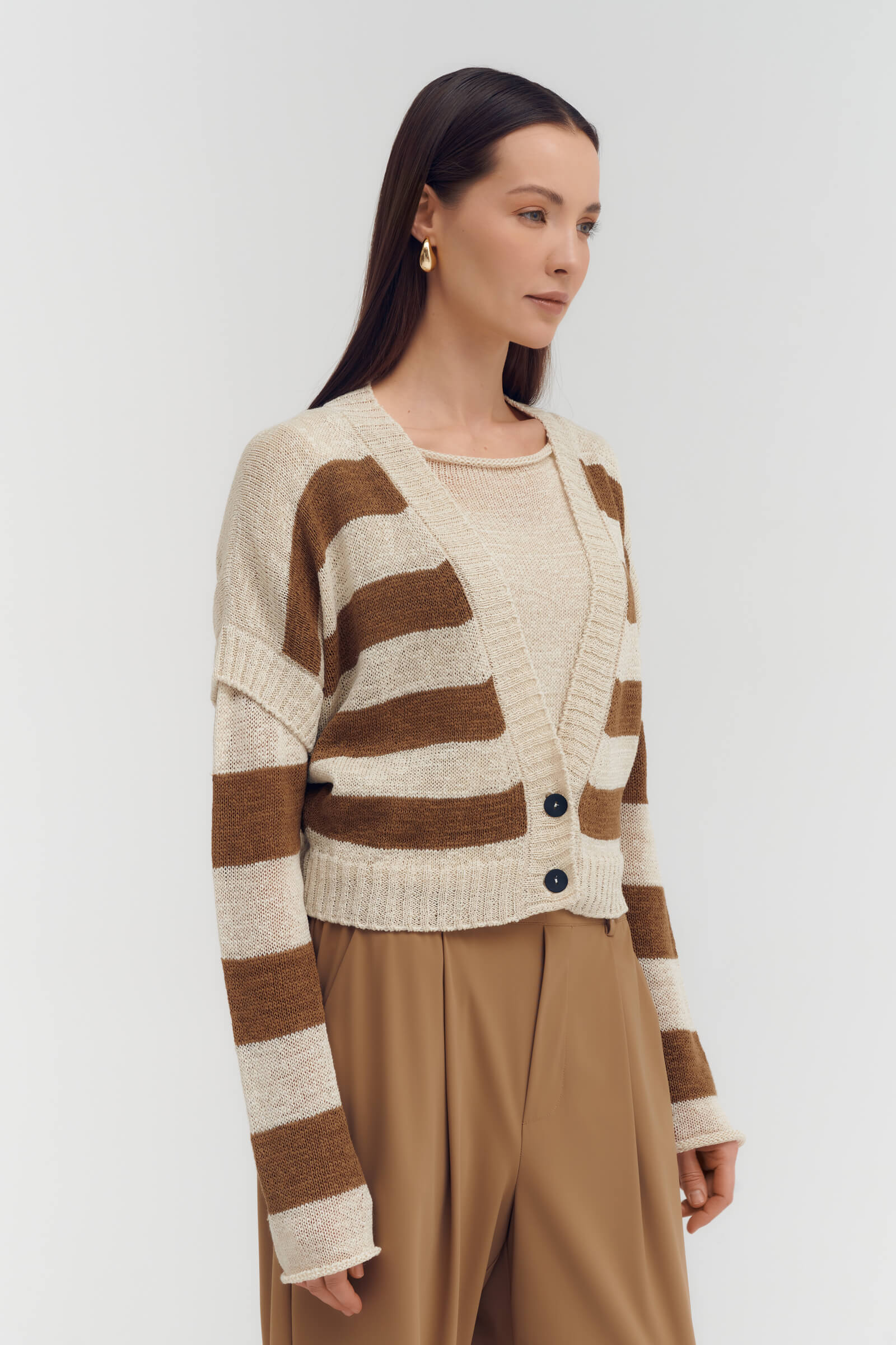 Кардиган с коротким рукавом из льна Бренд Sarah Pacini