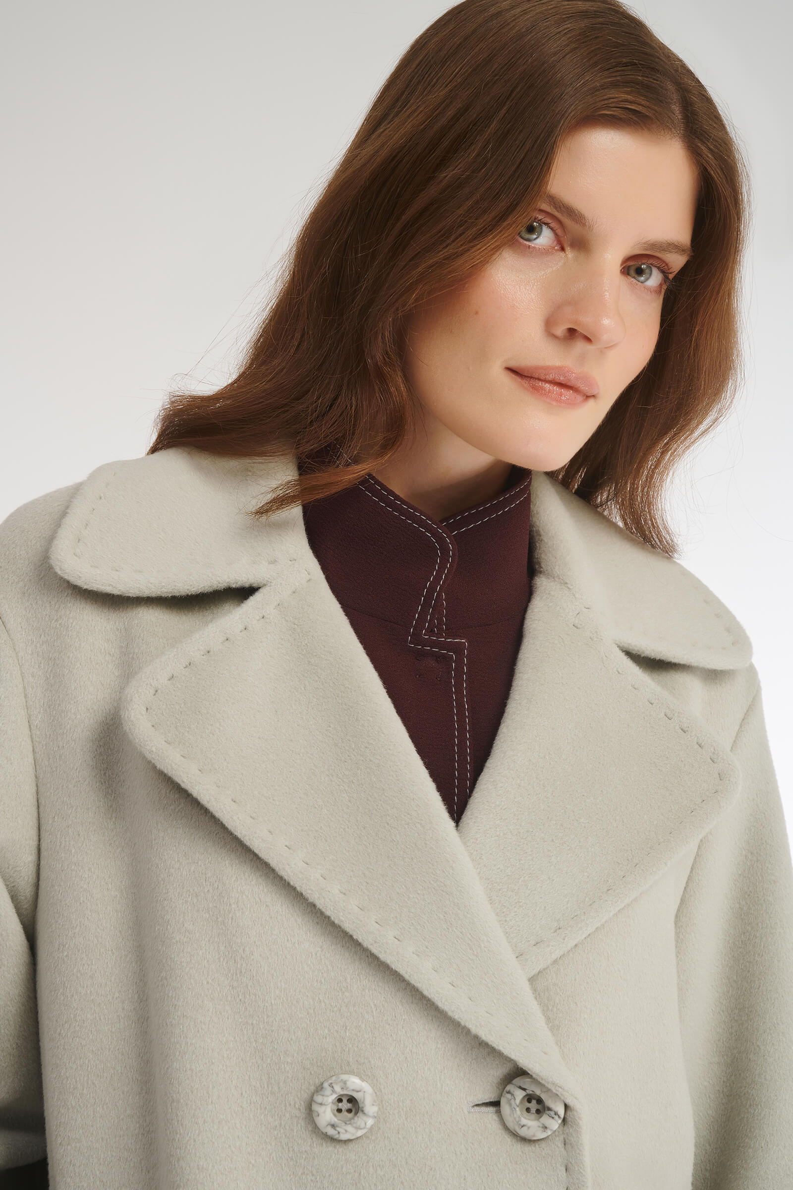 Пальто из шерсти и шелка Бренд Caterina Leman