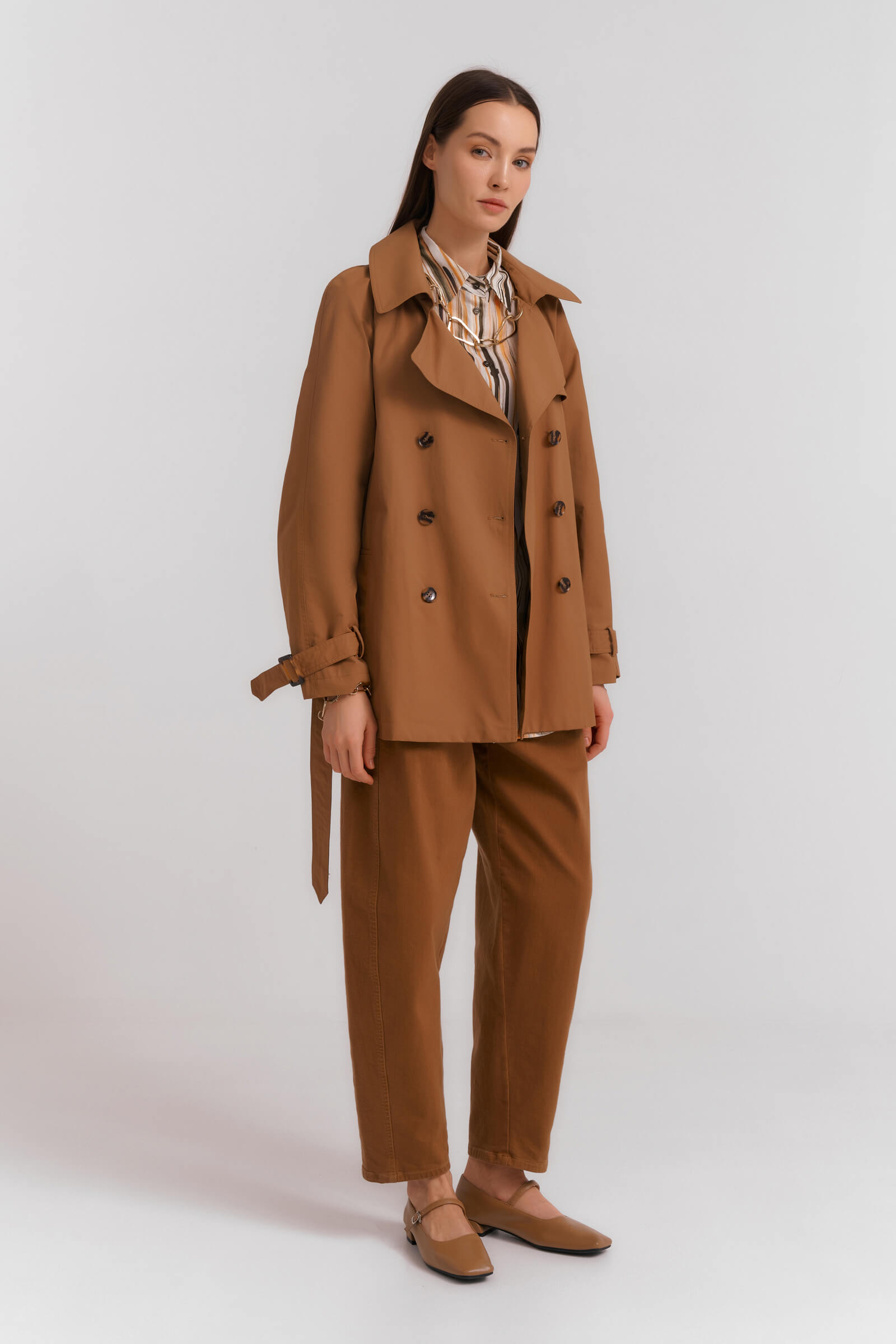 Двубортный плащ-тренч Бренд Diana Gallesi